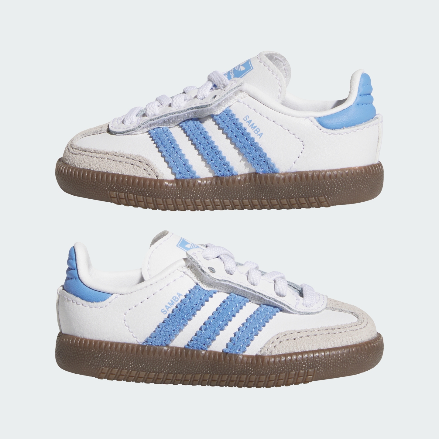 adidas SAMBA OG COMFORT CLOSURE ELASTIC LACE SHOES - Cloud White / Blue Fusion / Gum - View 8