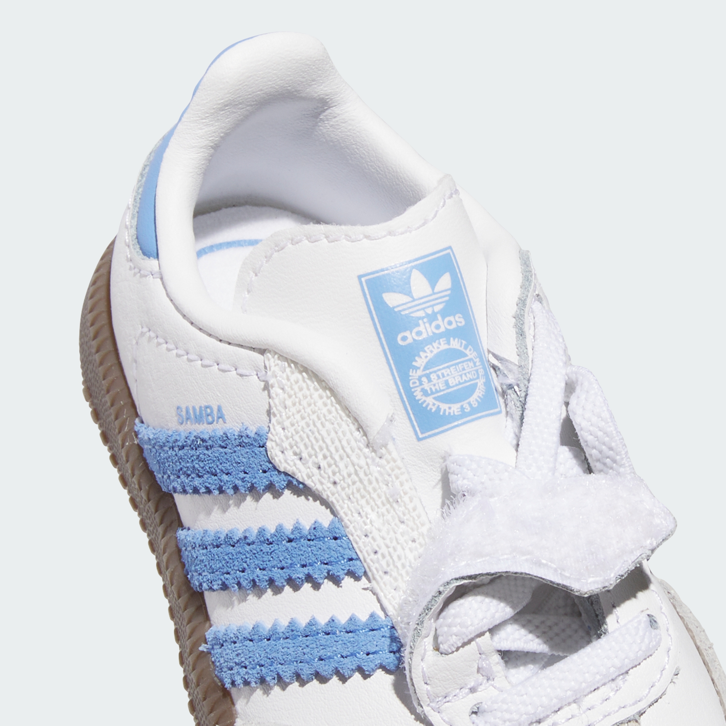 adidas SAMBA OG COMFORT CLOSURE ELASTIC LACE SHOES - Cloud White / Blue Fusion / Gum - View 10