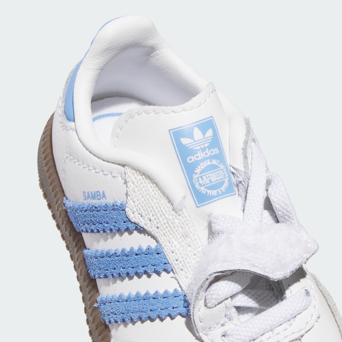 adidas SAMBA OG COMFORT CLOSURE ELASTIC LACE SHOES - Cloud White / Blue Fusion / Gum - View 10