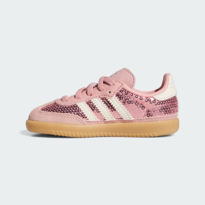 adidas SAMBA OG ELASTIC LACE SHOES - Wonder Mauve / Cream White / Tech Grey Metallic - View 7