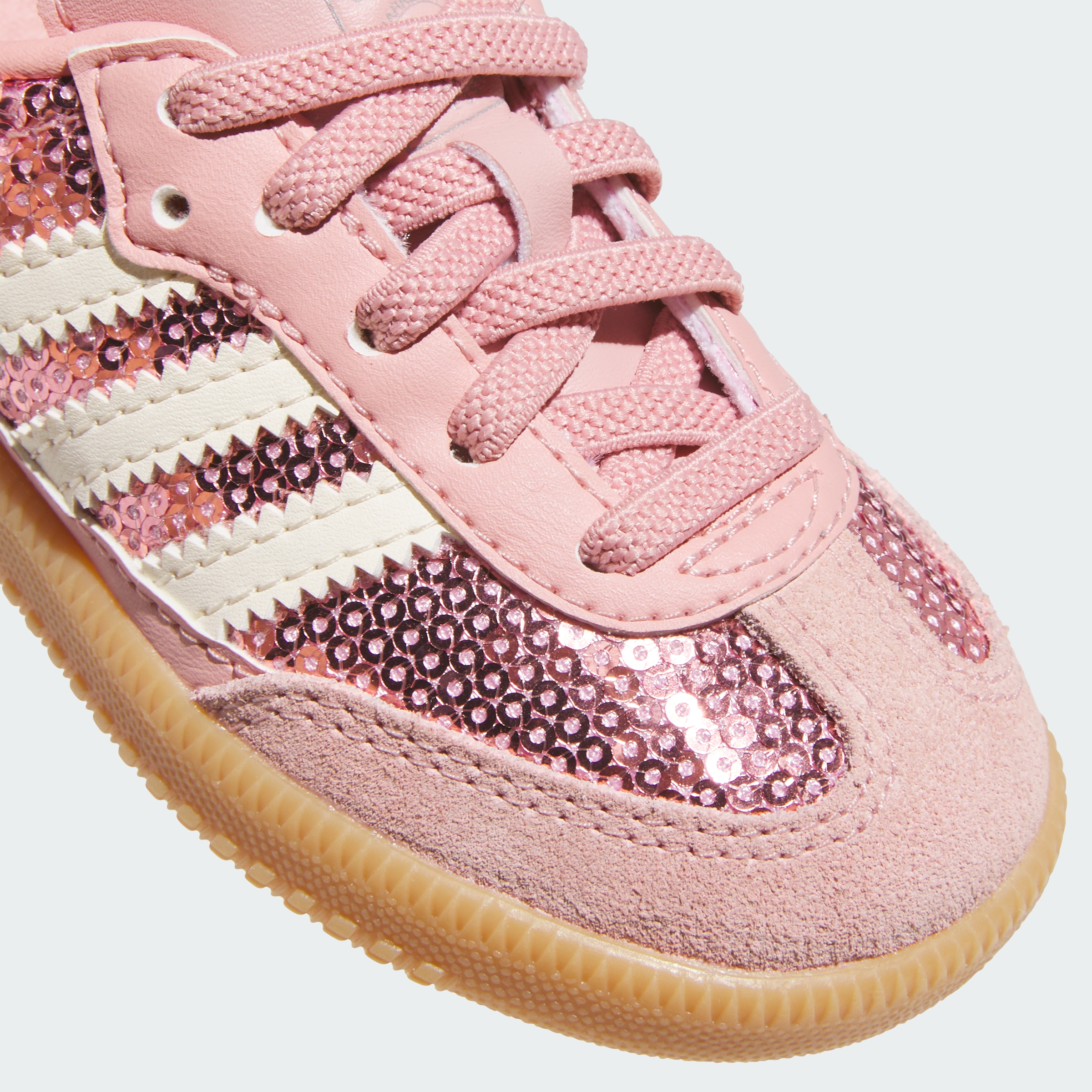 adidas SAMBA OG ELASTIC LACE SHOES - Wonder Mauve / Cream White / Tech Grey Metallic - View 8