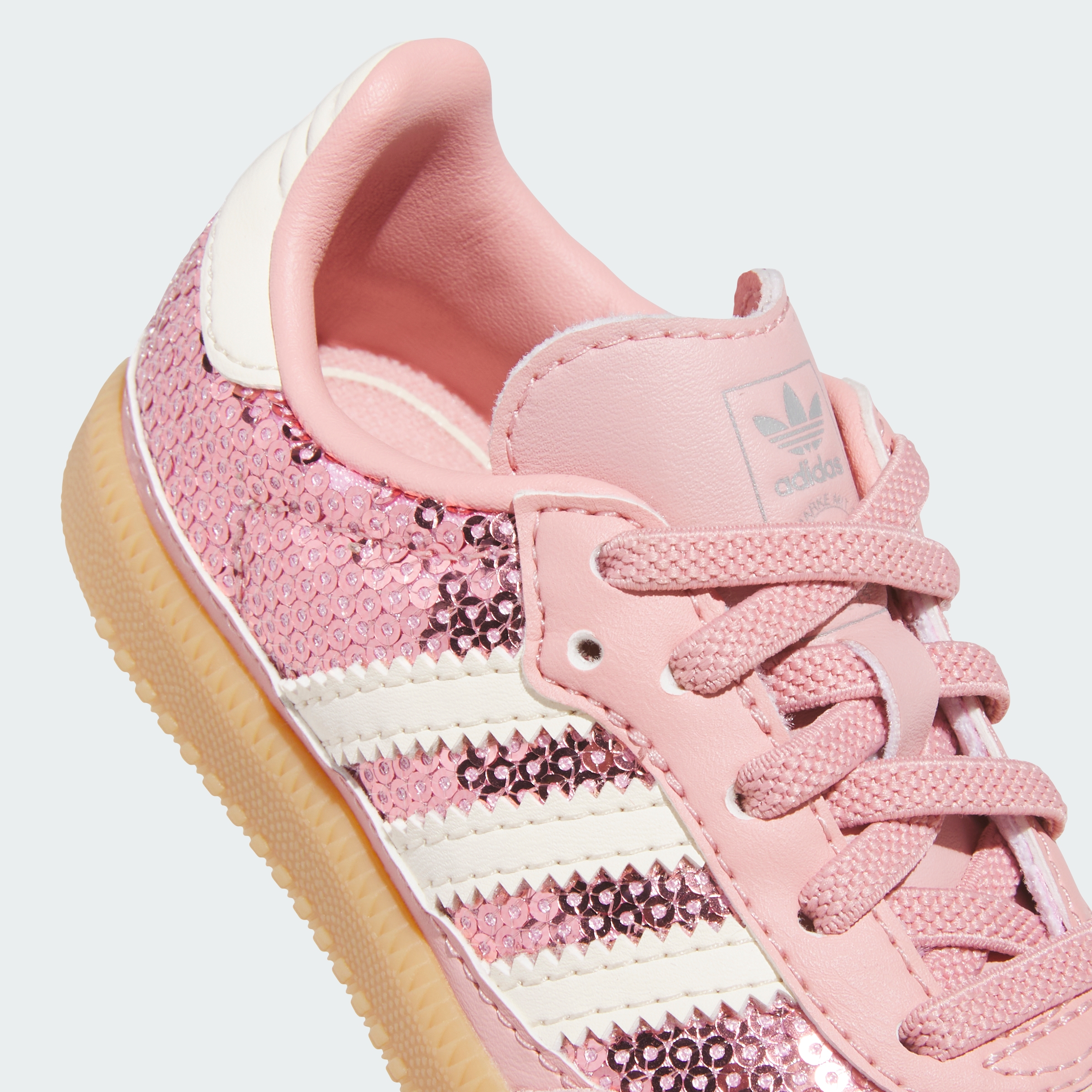 adidas SAMBA OG ELASTIC LACE SHOES - Wonder Mauve / Cream White / Tech Grey Metallic - View 9
