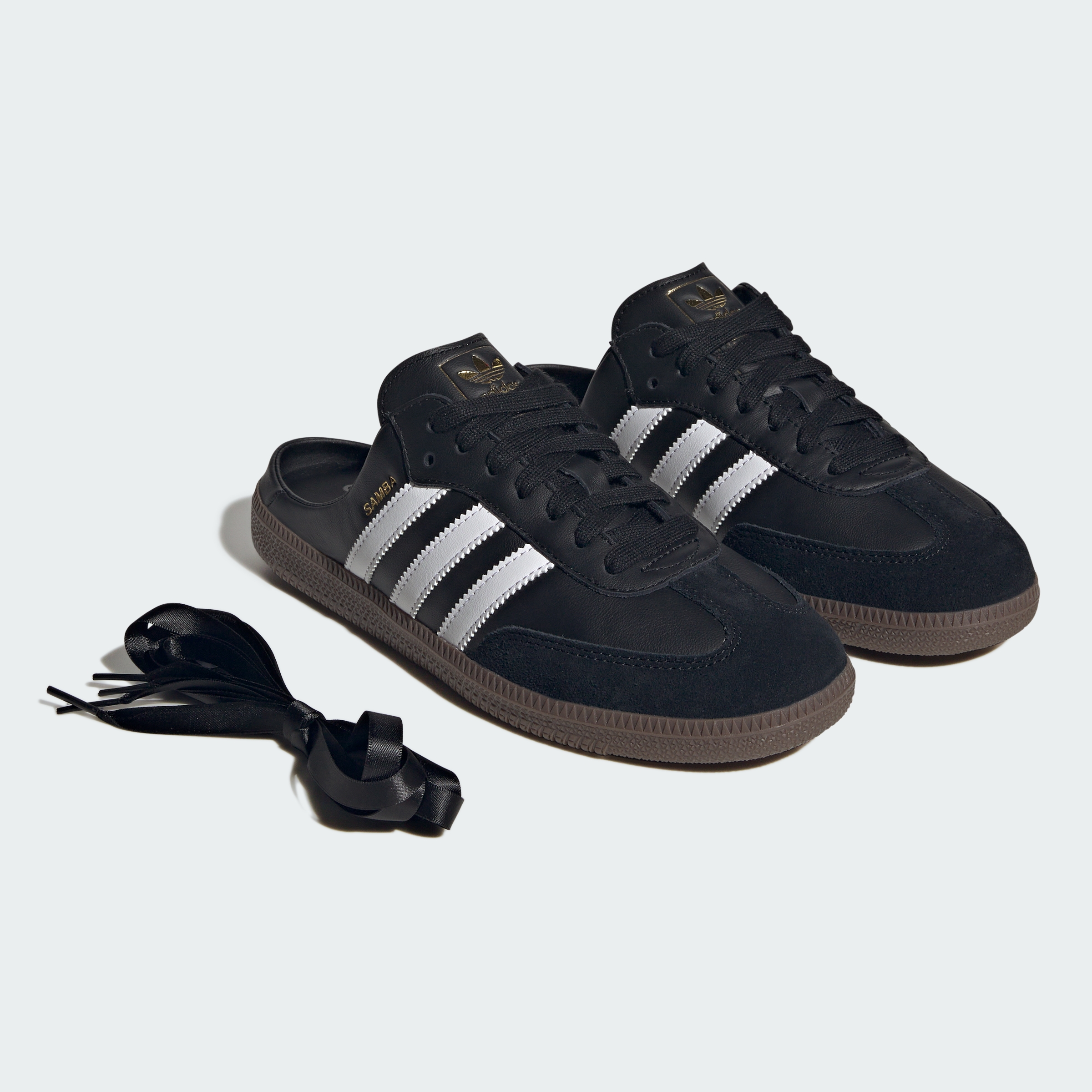 adidas SAMBA OG MULE Shoes - Core Black / Cloud White / Gum - View 2