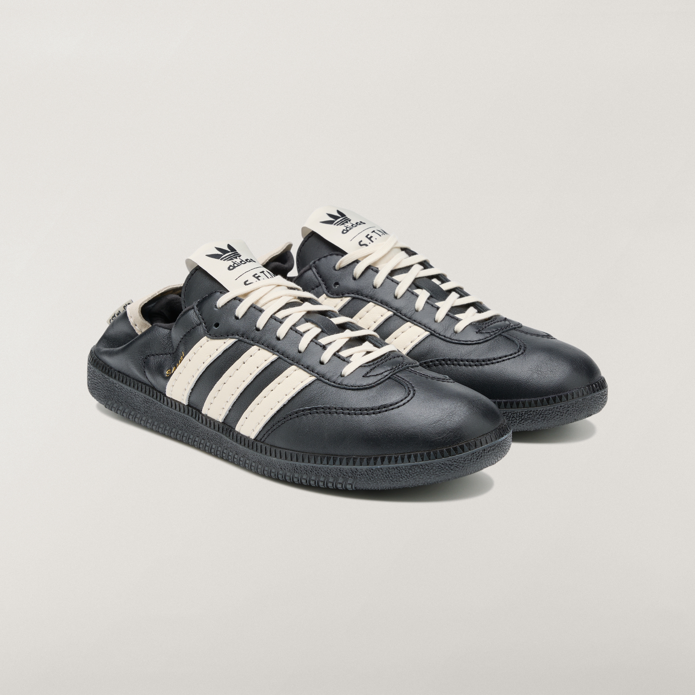 adidas SAMBA OG SFTM Shoes - Core Black / Cream White / Gold Metallic - View 5