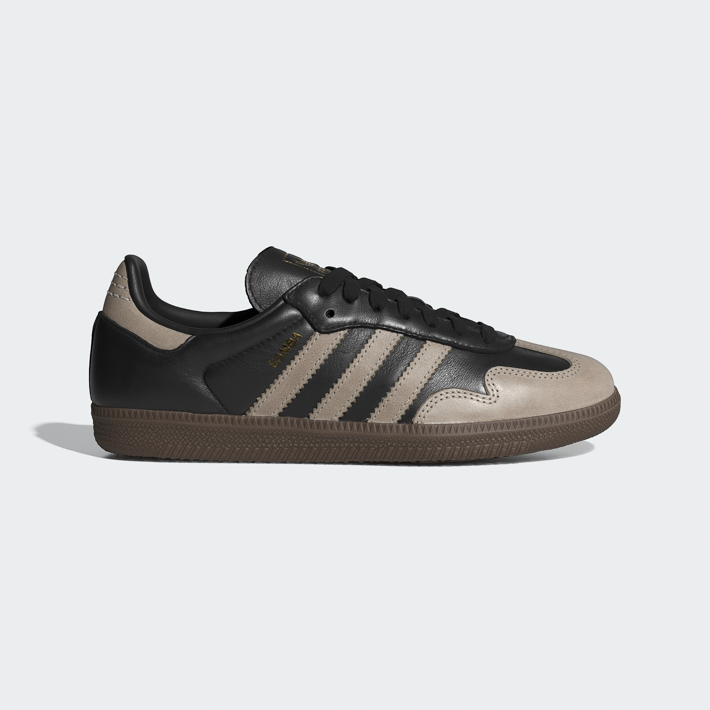 adidas SAMBA OG SHOES - Core Black / Wonder Beige / Gold Metallic - View 3