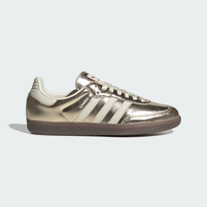adidas SAMBA OG SHOES - Gold Metallic / Off White / Gum - View 3