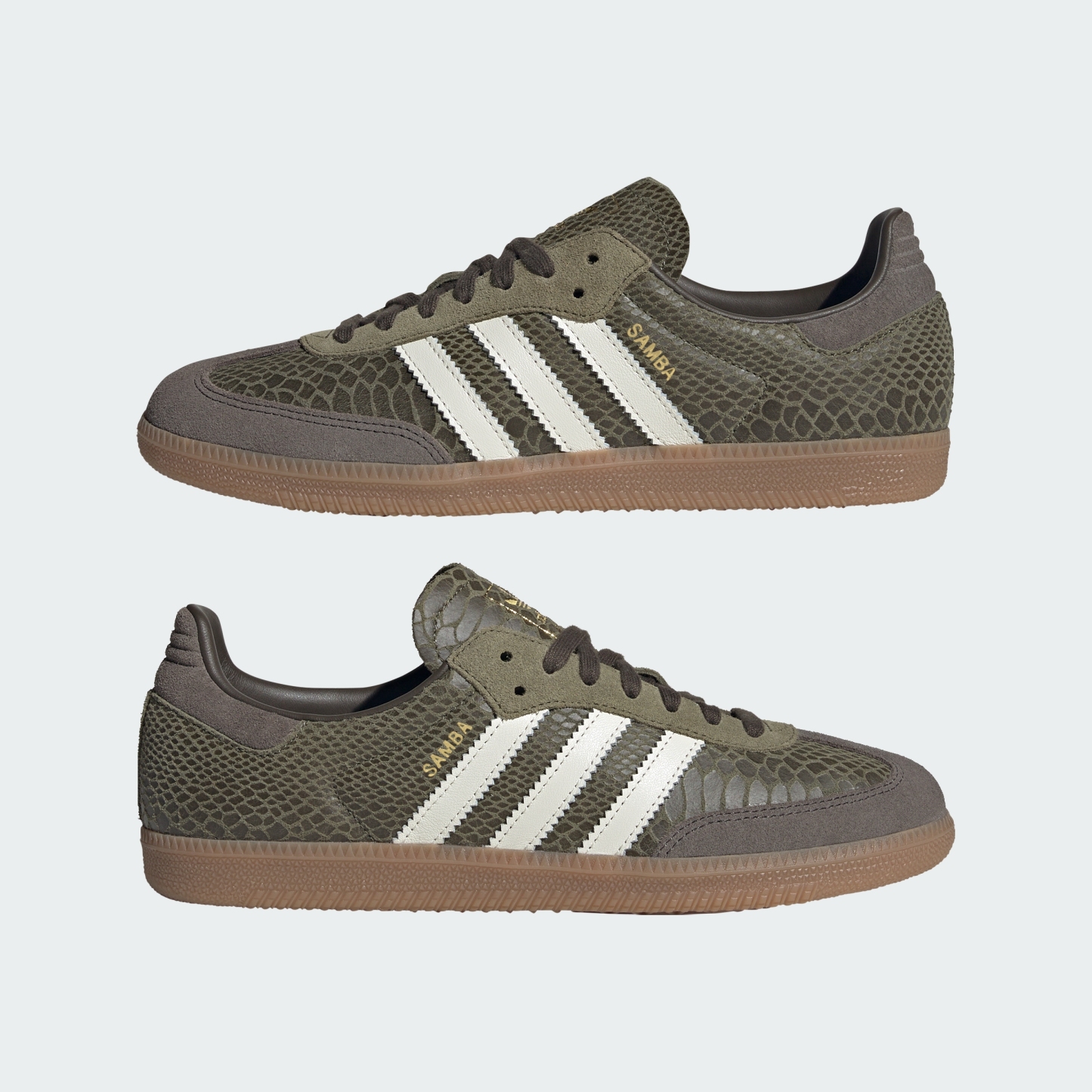 adidas SAMBA OG SHOES - Focus Olive / Off White / Gum - View 8