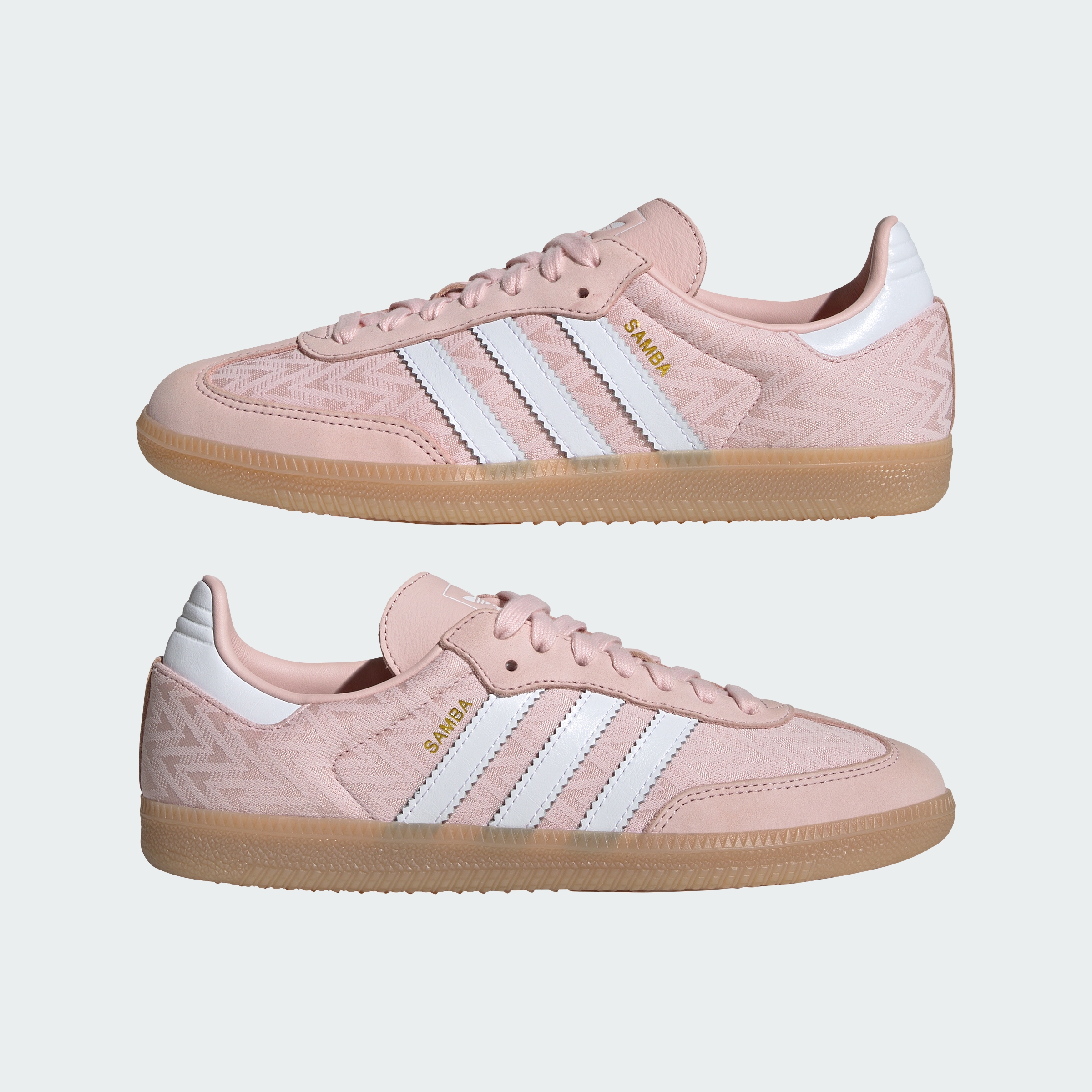 adidas SAMBA OG SHOES - Sandy Pink / Cloud White / Gold Metallic - View 8