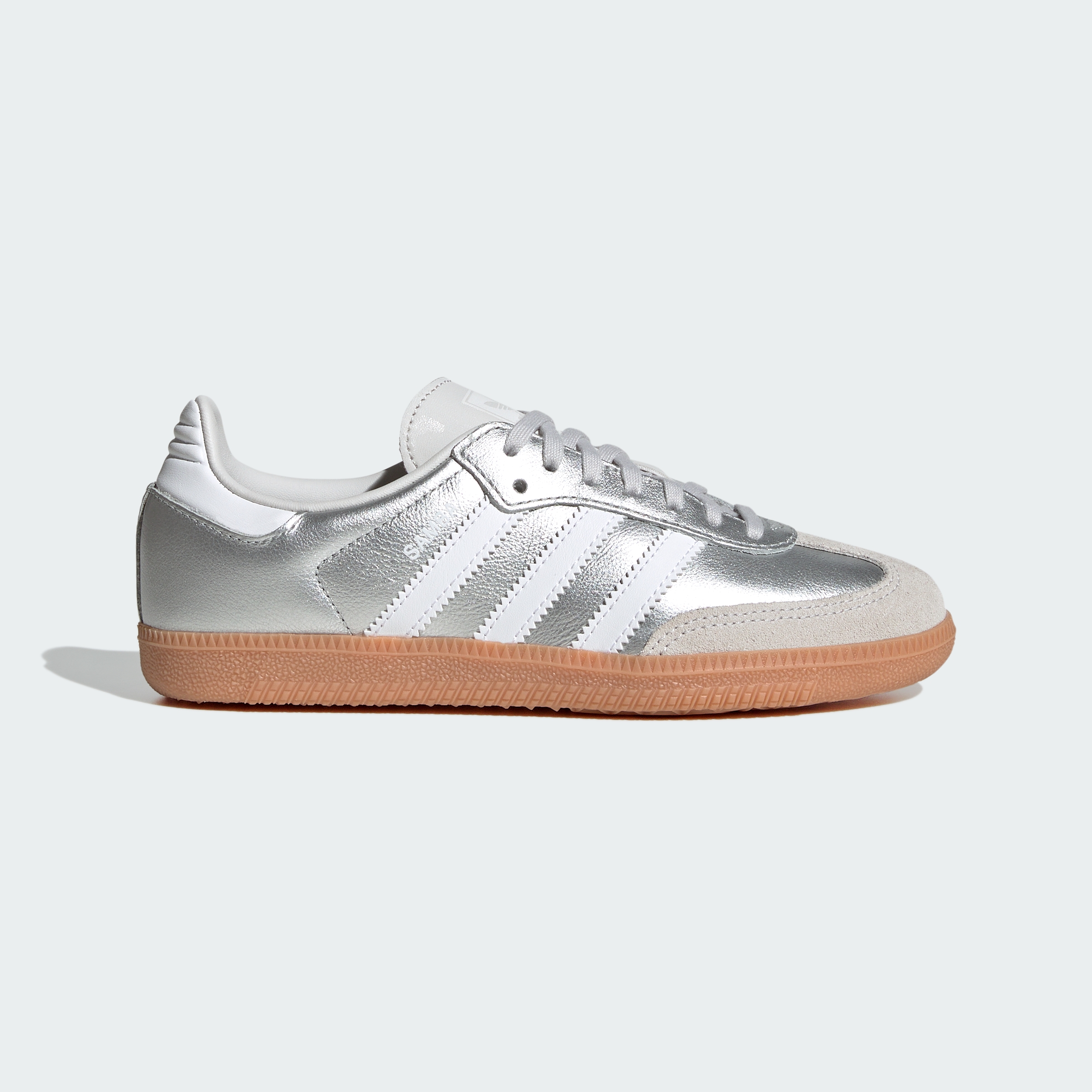 adidas SAMBA OG SHOES - Silver Metallic / Cloud White / Gum - View 3