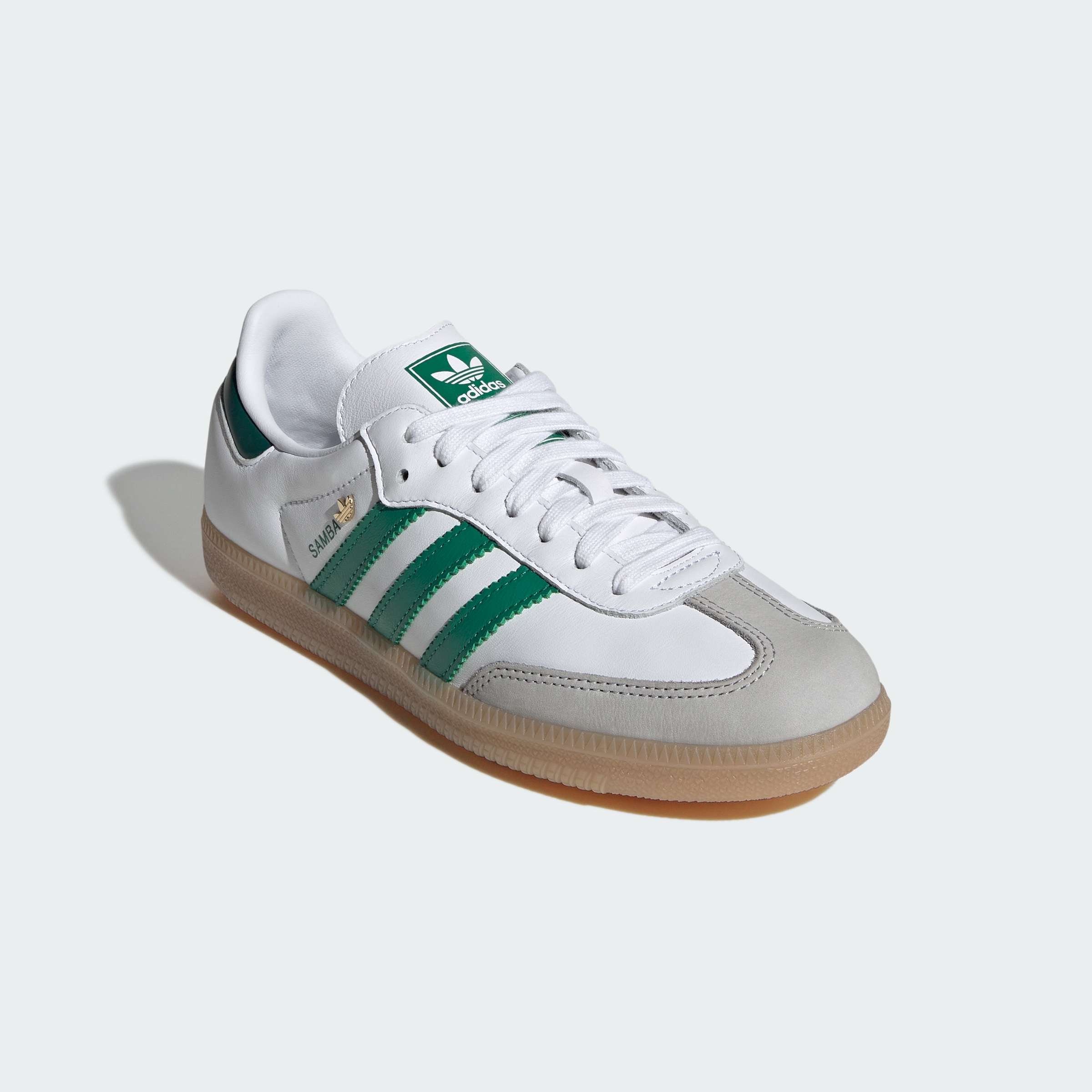 adidas SAMBA OG SHOES - Cloud White / Bold Green / Collegiate Green - View 5