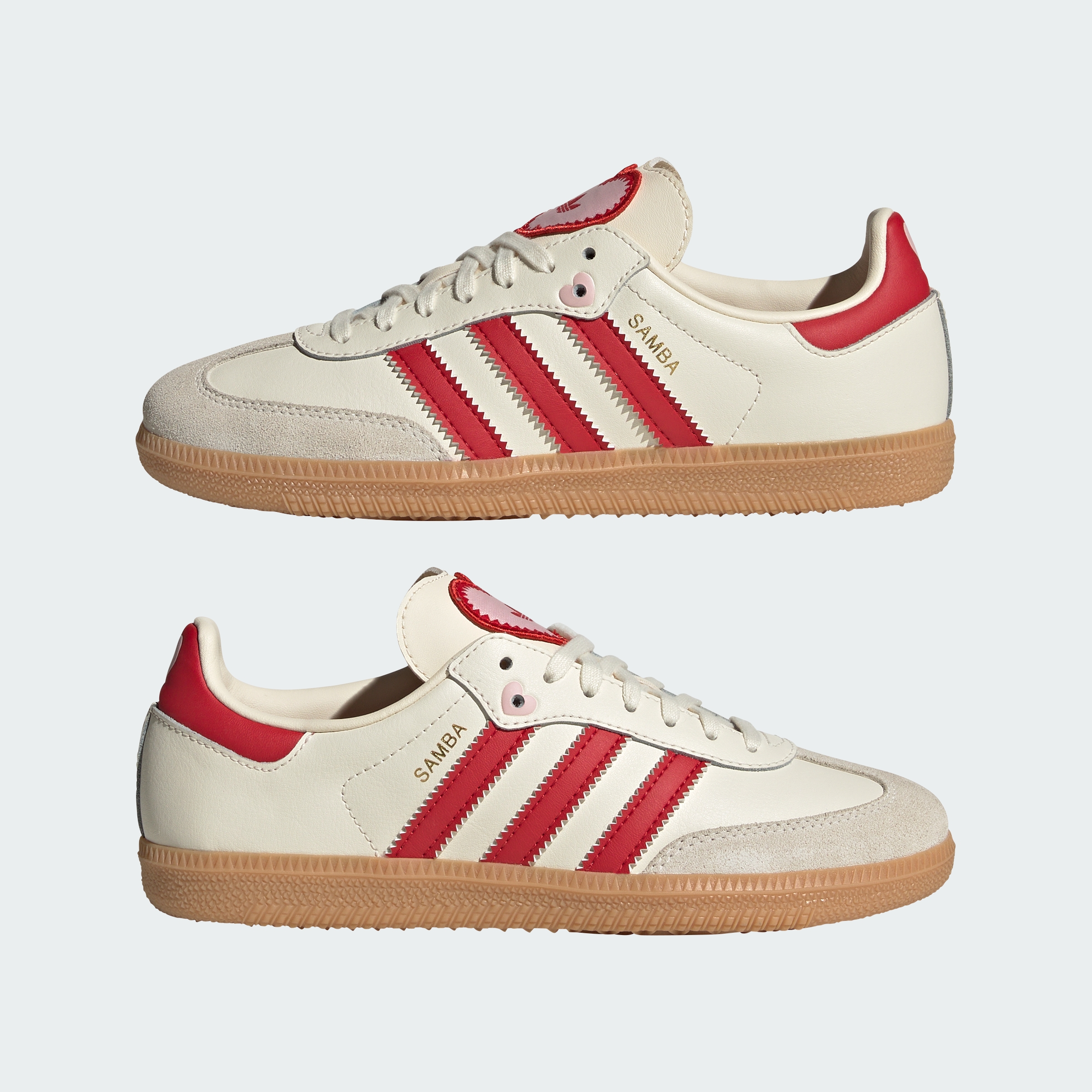 adidas SAMBA OG SHOES - Cream White / Better Scarlet / Gum - View 8