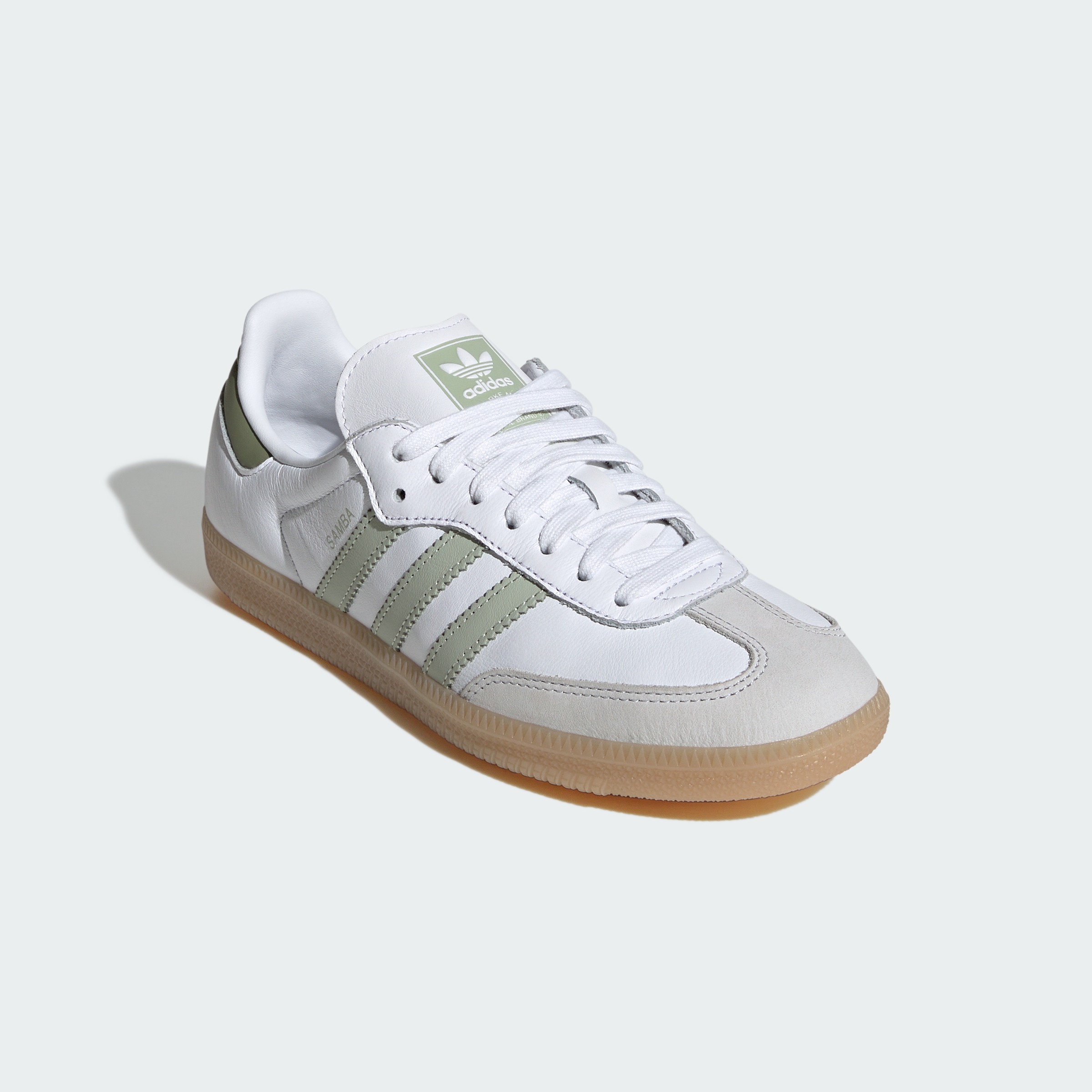 adidas SAMBA OG SHOES - Cloud White / Halo Green / Tent Green - View 5