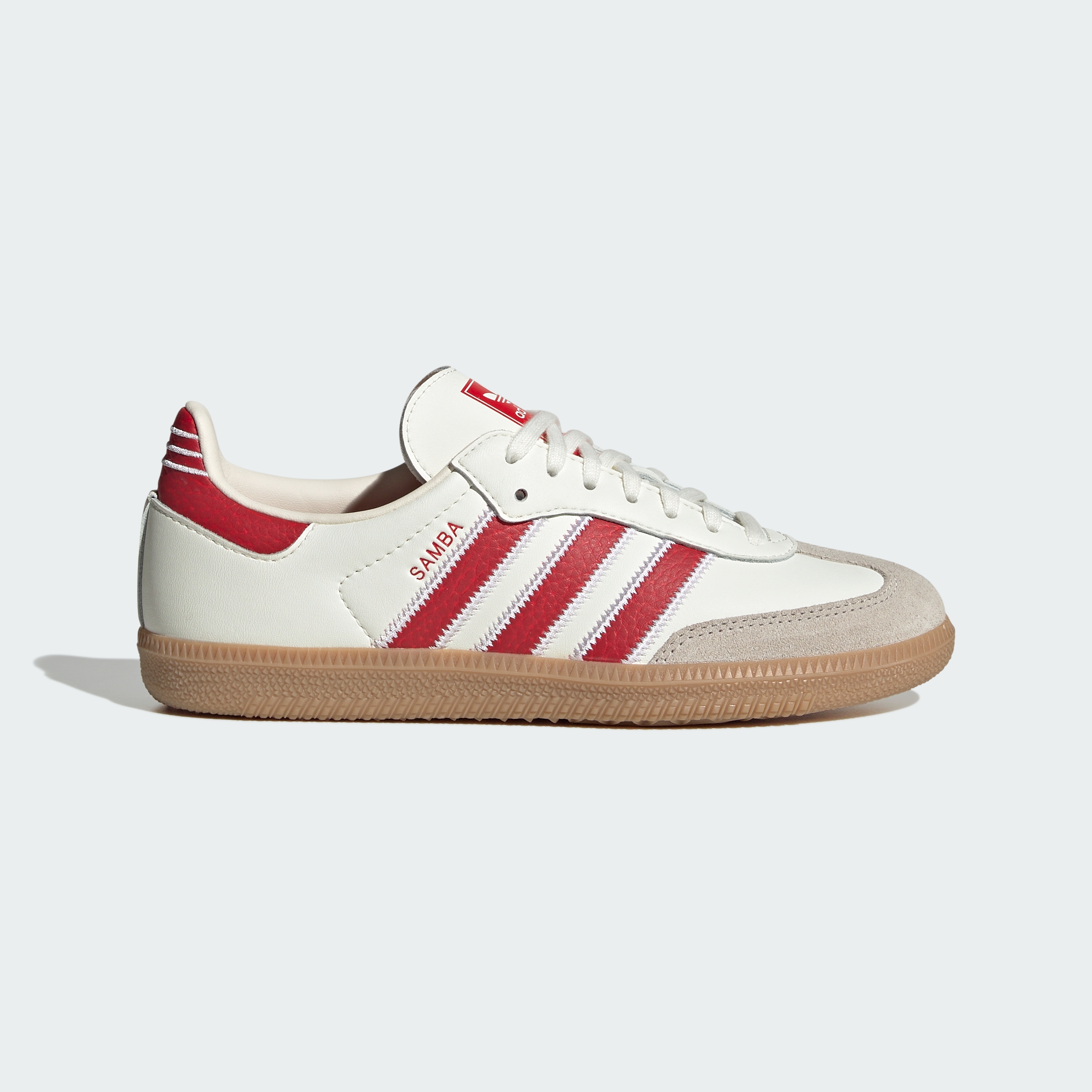 adidas SAMBA OG SHOES - Off White / Better Scarlet / Gum - View 3