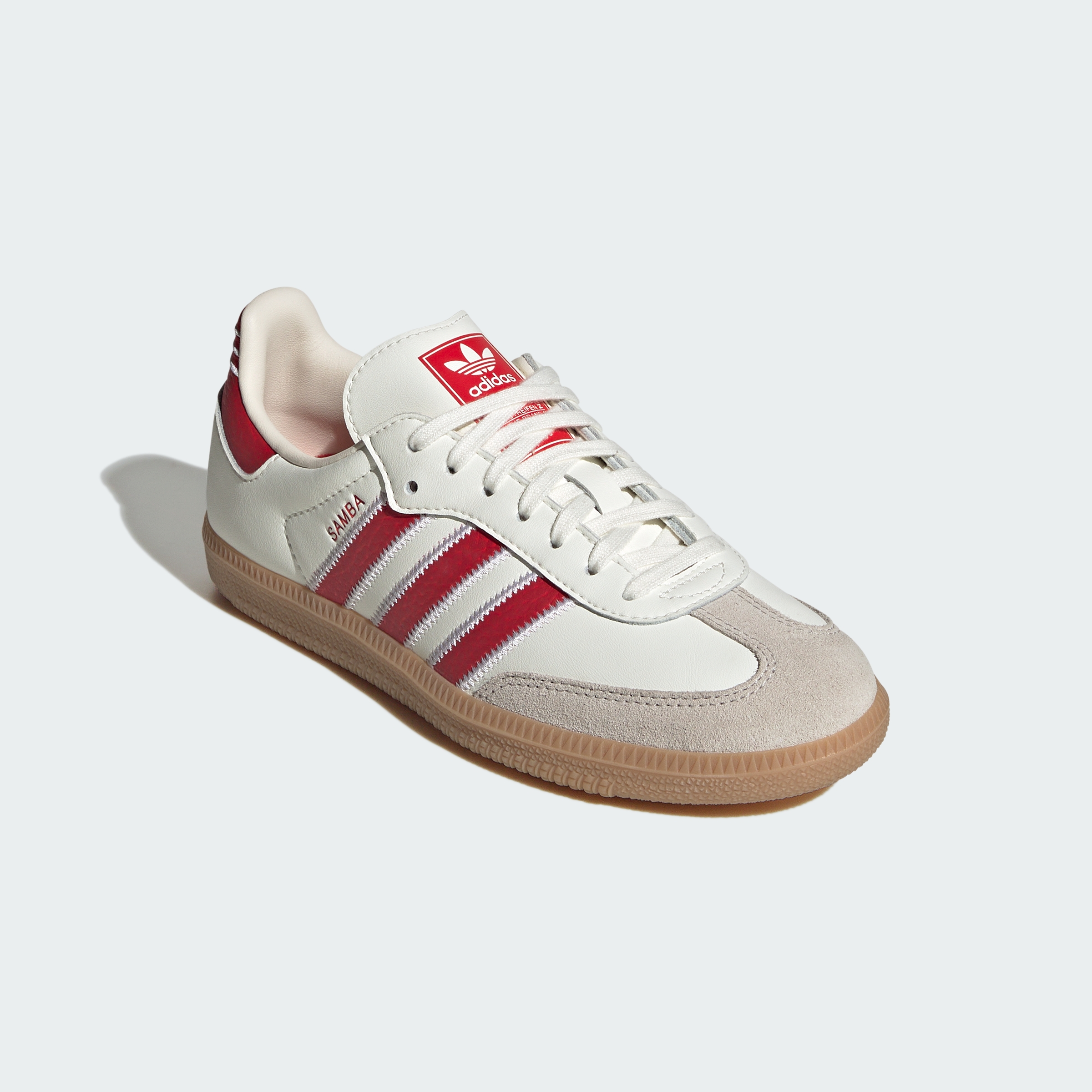 adidas SAMBA OG SHOES - Off White / Better Scarlet / Gum - View 5