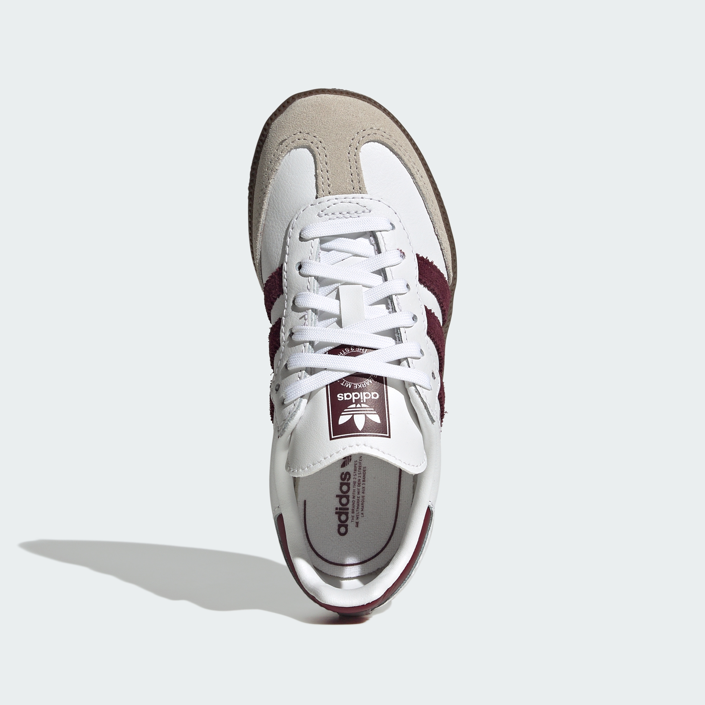 adidas SAMBA OG SHOES - Cloud White / Maroon / Gum - View 2