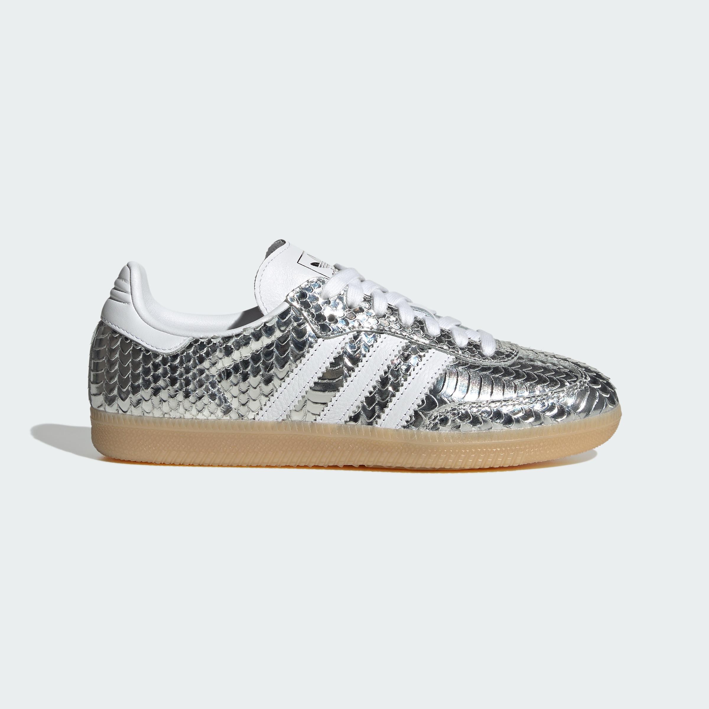 adidas SAMBA SHOES - Silver Metallic / Cloud White / Gum - View 3