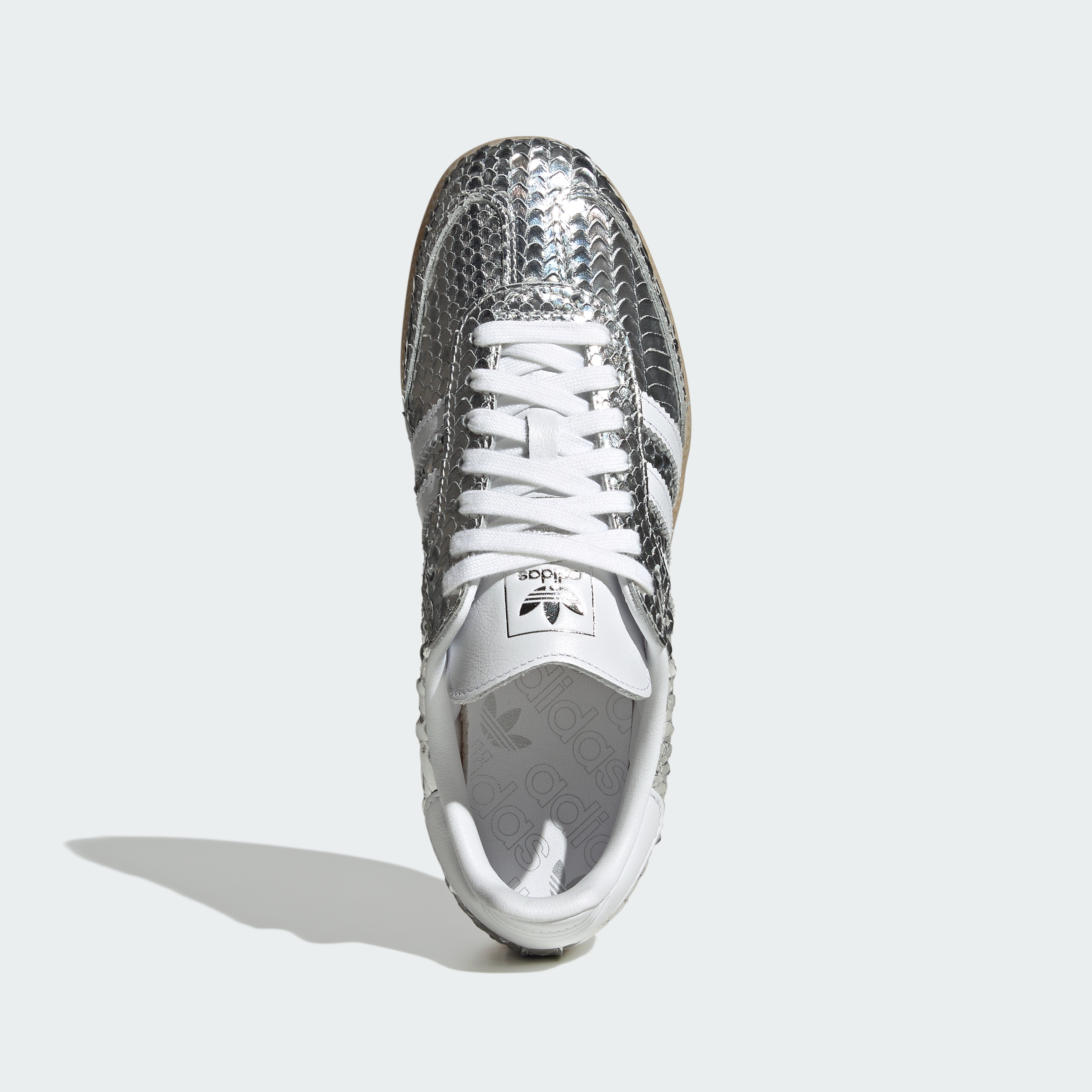 adidas SAMBA SHOES - Silver Metallic / Cloud White / Gum - View 2