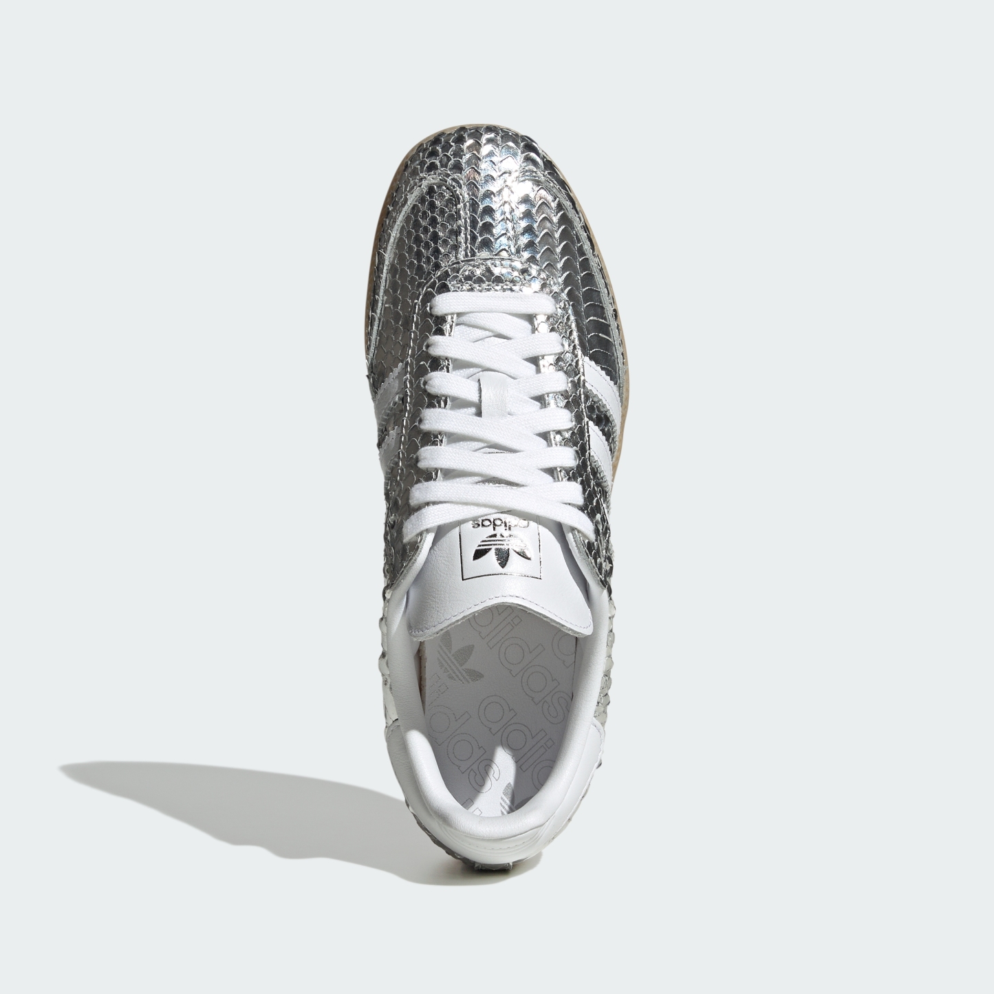 adidas SAMBA SHOES - Silver Metallic / Cloud White / Gum - View 2