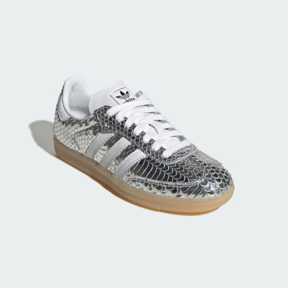 adidas SAMBA SHOES - Silver Metallic / Cloud White / Gum - View 5