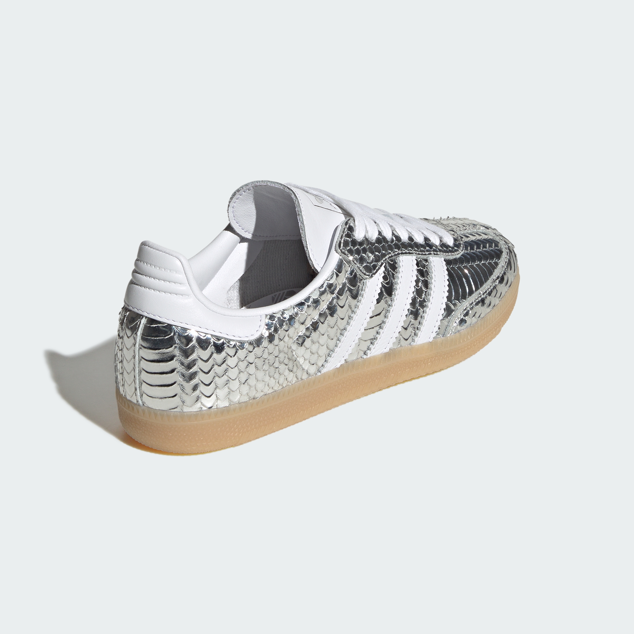 adidas SAMBA SHOES - Silver Metallic / Cloud White / Gum - View 6
