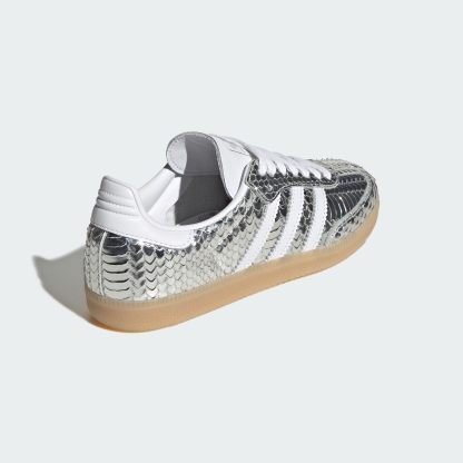 adidas SAMBA SHOES - Silver Metallic / Cloud White / Gum - View 6