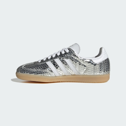 adidas SAMBA SHOES - Silver Metallic / Cloud White / Gum - View 7