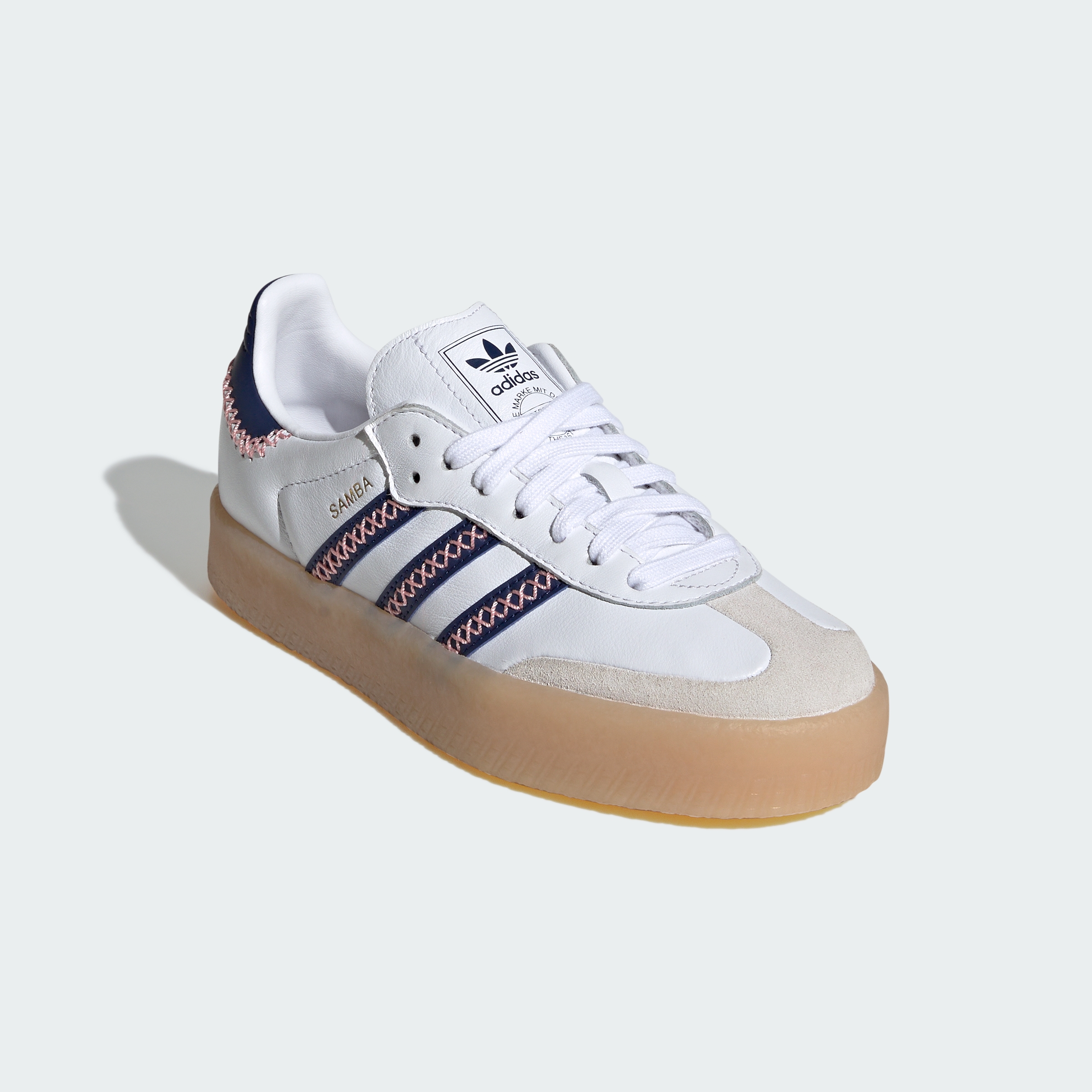 adidas SAMBAE SHOES - Cloud White / Dark Blue / Glow Pink - View 5