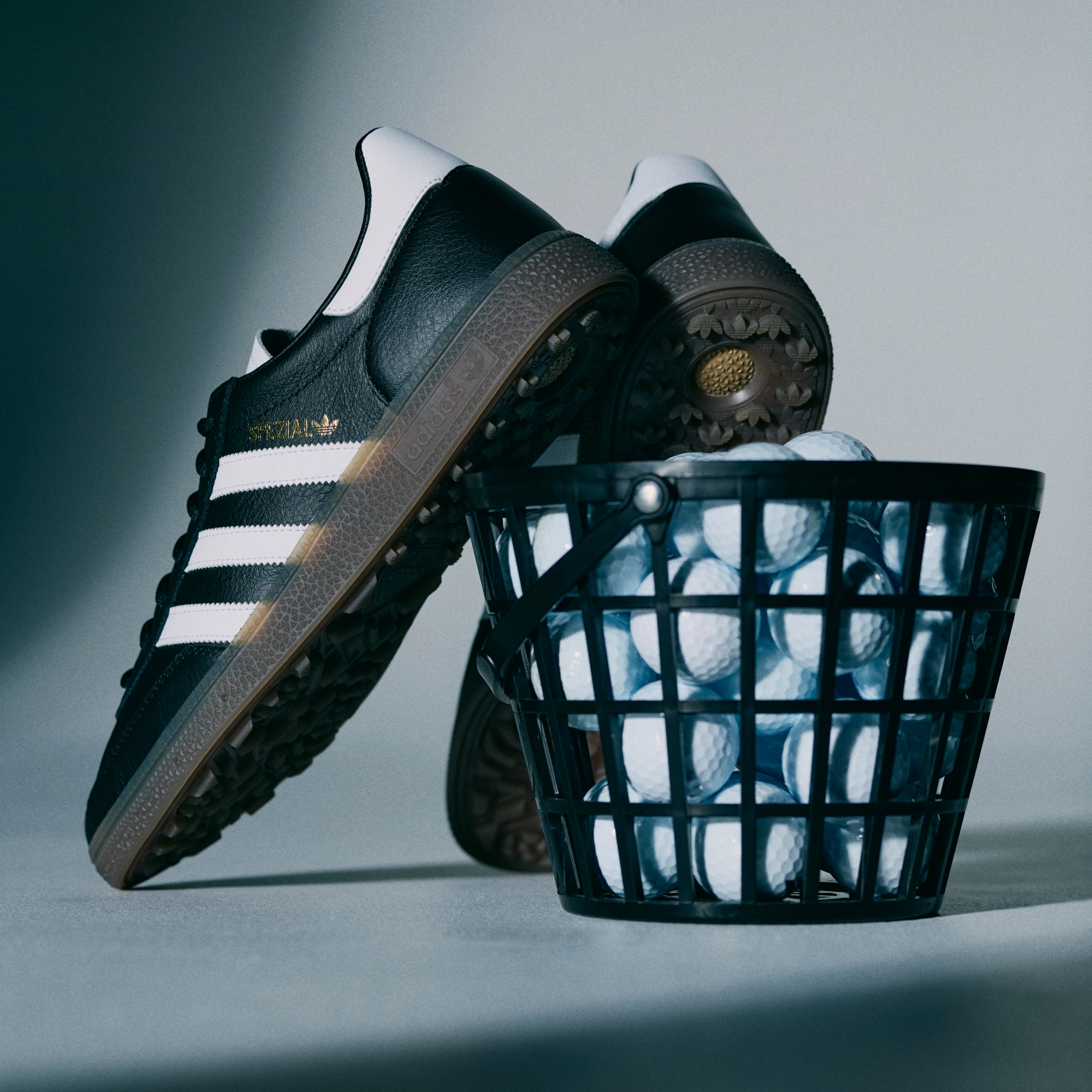 adidas SPEZIAL SPIKELESS GOLF SHOES - Core Black / Cloud White / Gum - View 12