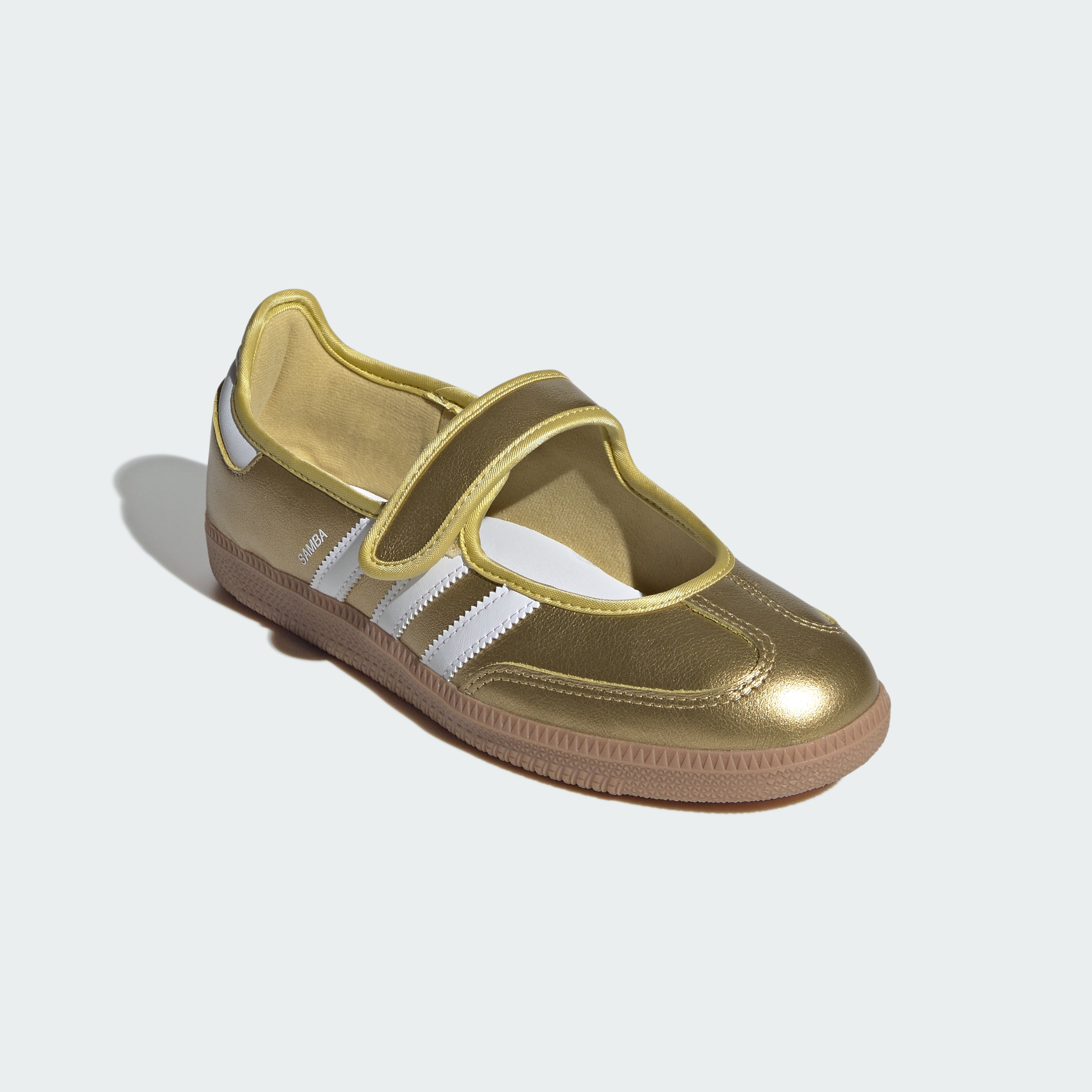 adidas Samba Jane Shoes - Gold Metallic / Cloud White / Gum - View 5