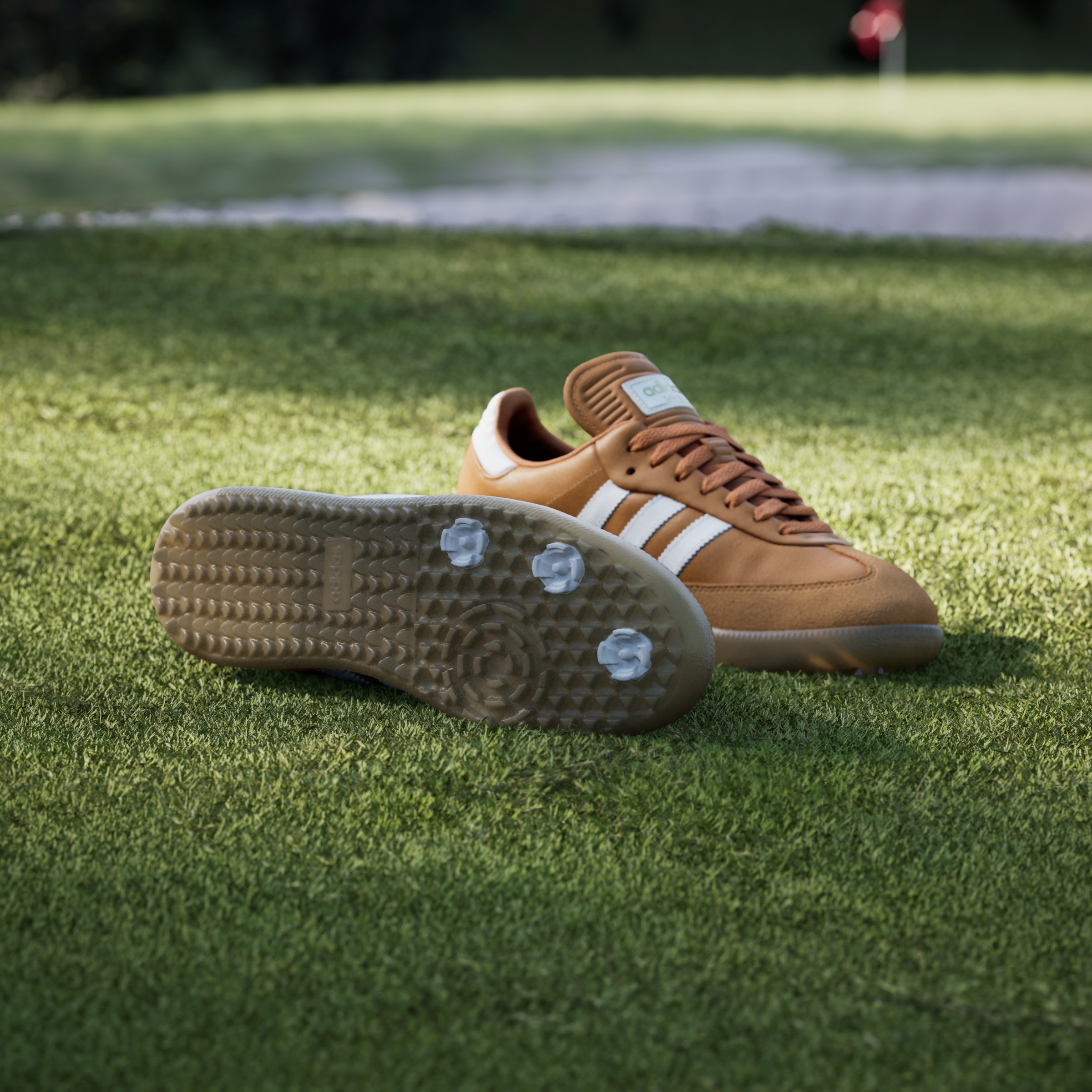 adidas Samba Spikeless Golf Shoes - Rustic Orange / Cloud White / Gum - View 3