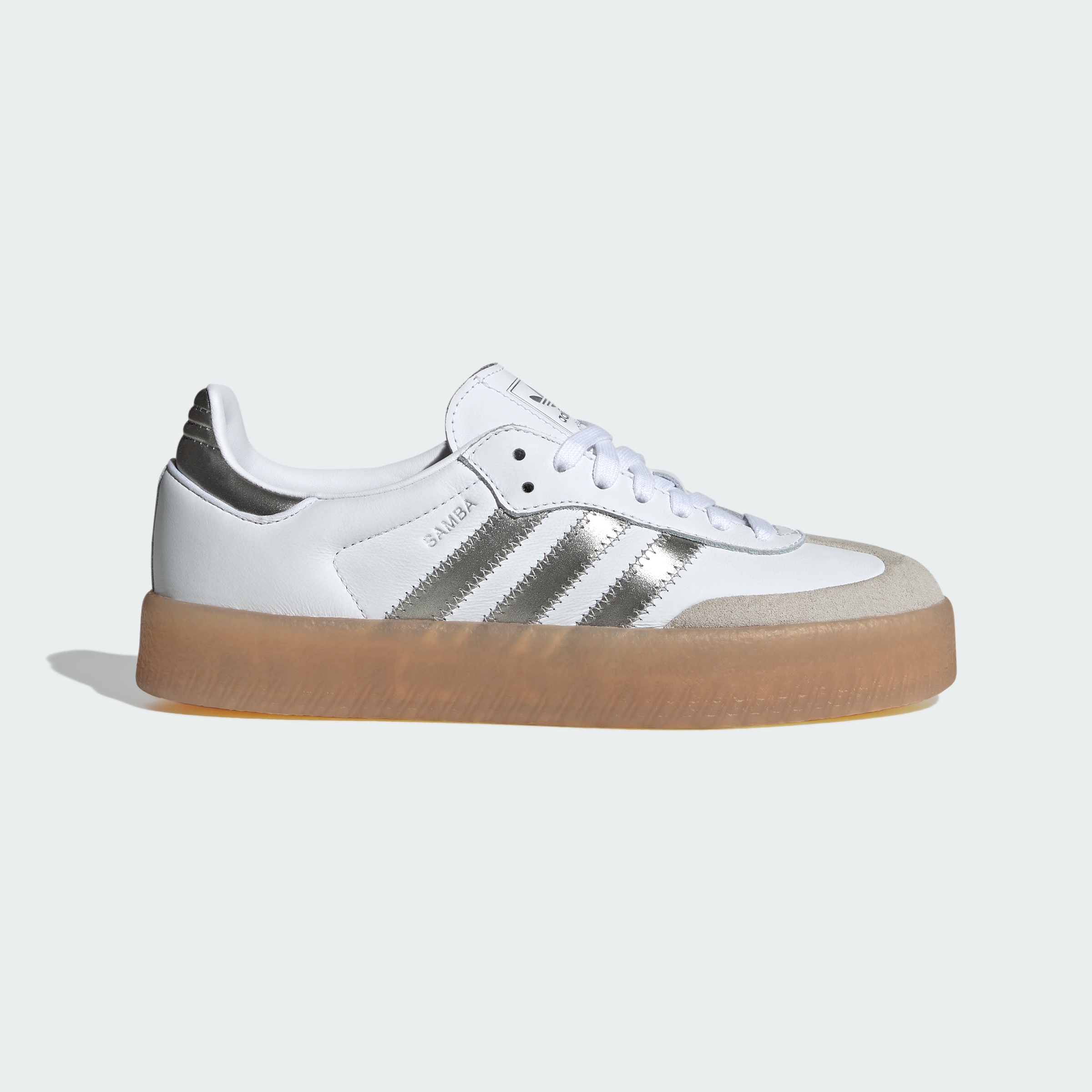 adidas Sambae Shoes - Cloud White / Silver Metallic / Gum - View 3