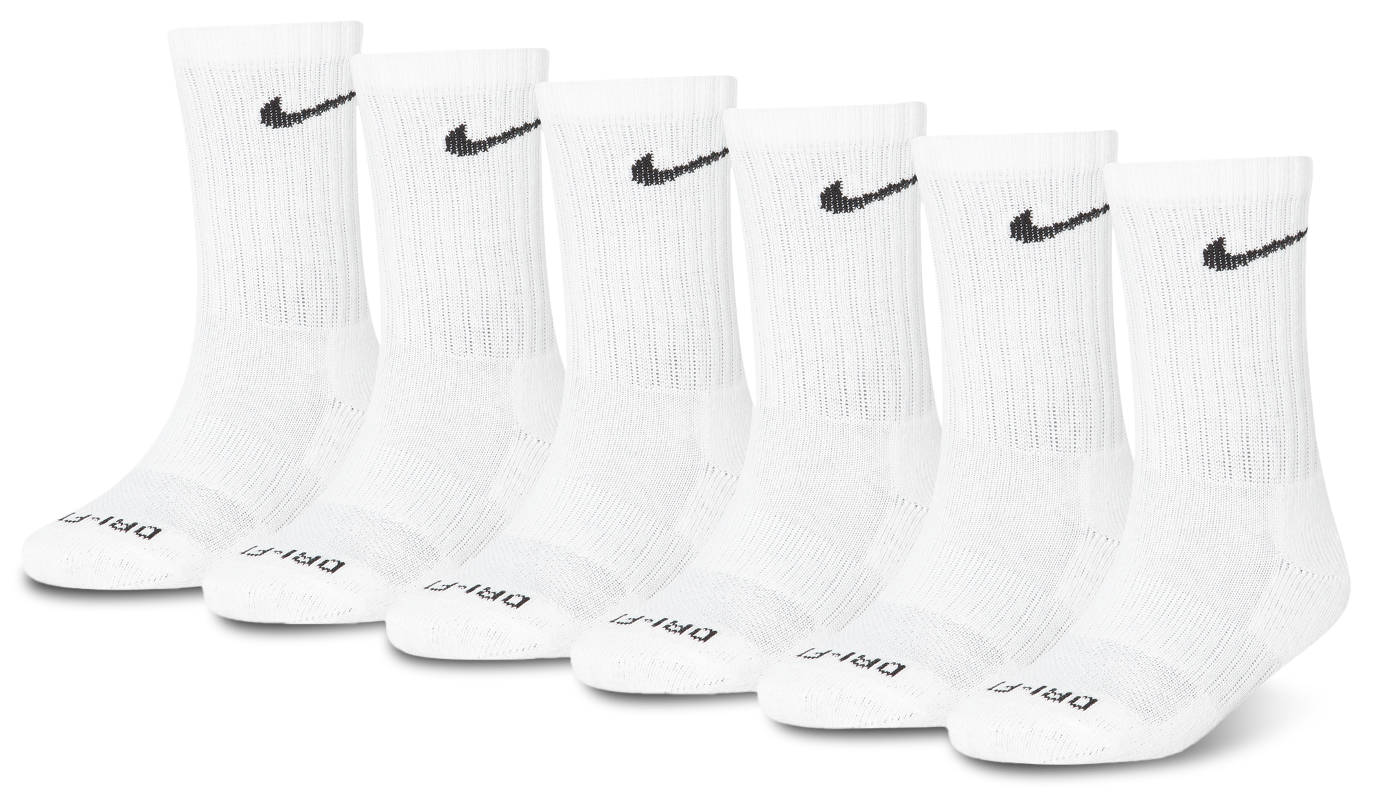 Nike 6 Pack Dri-FIT Performance Basic Crew Socks 童款 - White/Black - Image 1