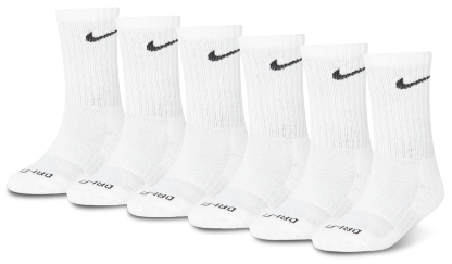 Nike 6 Pack Dri-FIT Performance Basic Crew Socks 童款 - White/Black - Image 1
