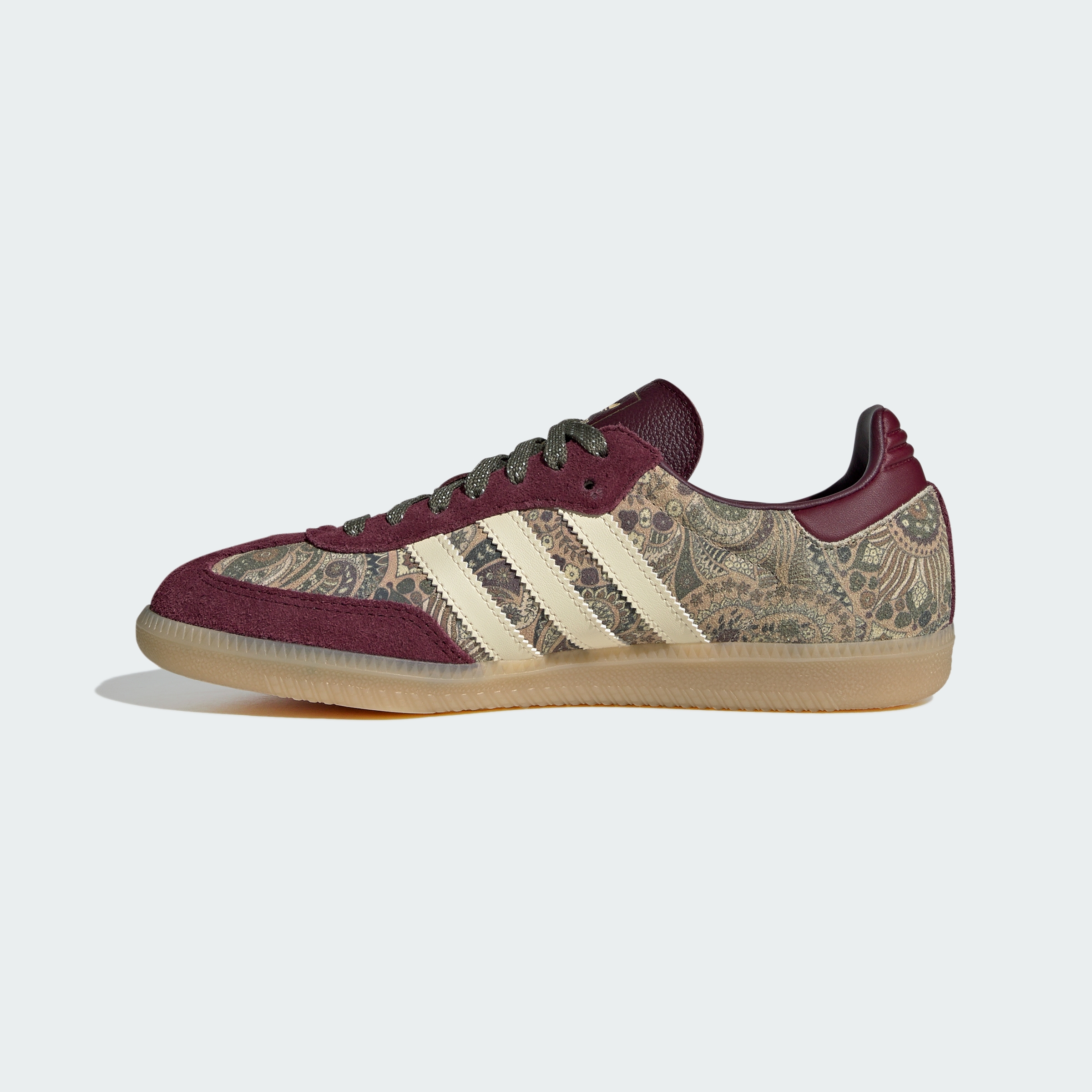 adidas SAMBA OG x LIBERTY LONDON SHOES - Maroon / Warm Vanilla / Olive Strata - View 7