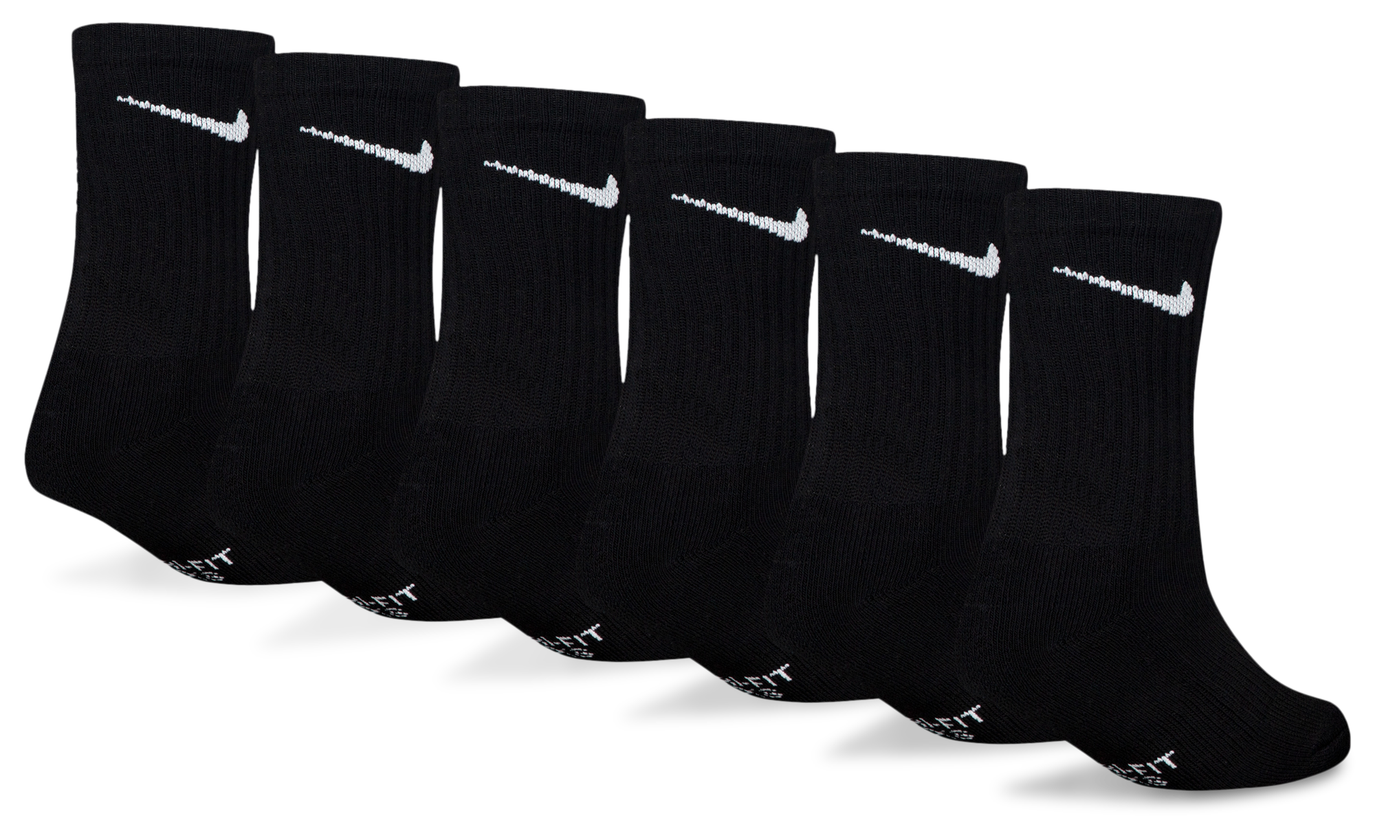 Nike 6 Pack Dri-FIT Performance Basic Crew Socks 童款 - Black - Image 2