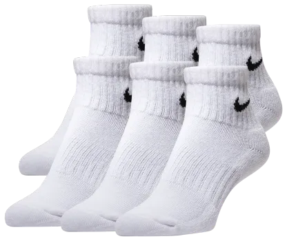 Nike 6 Pack Cushioned Quarter Socks 童款 - White/Black - Image 1