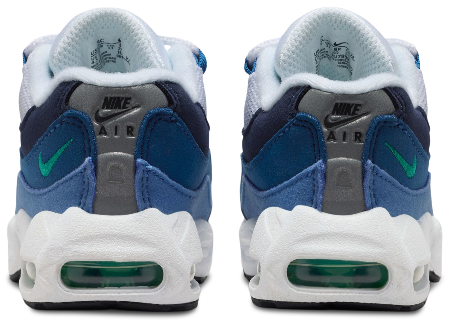 Nike Air Max 95 PRM Emerald 童款 - White/Emerald Green/Lake Blue - Image 3