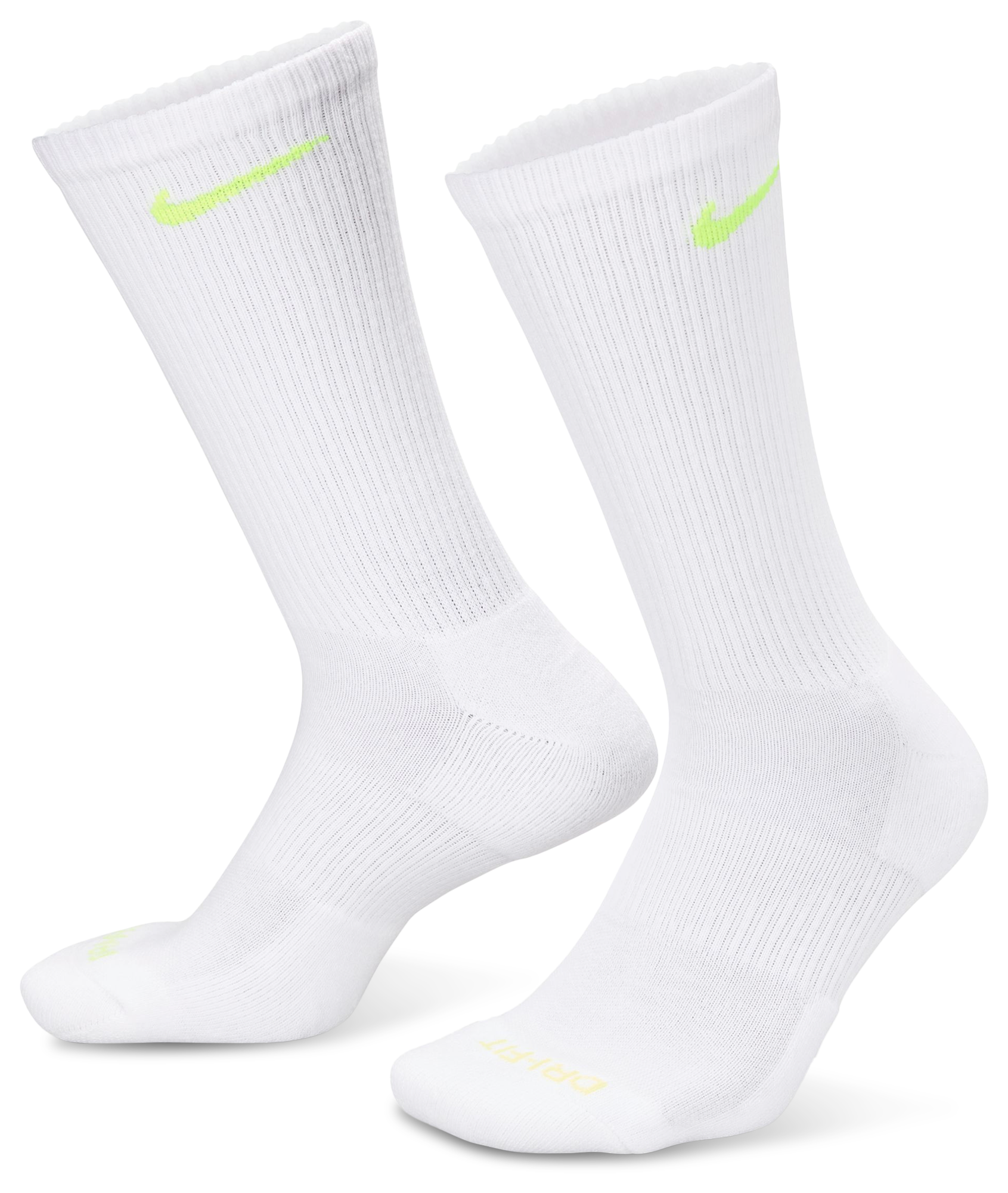 Nike 3 Pack Dri-FIT Plus Crew Socks - Volt/White - Image 1
