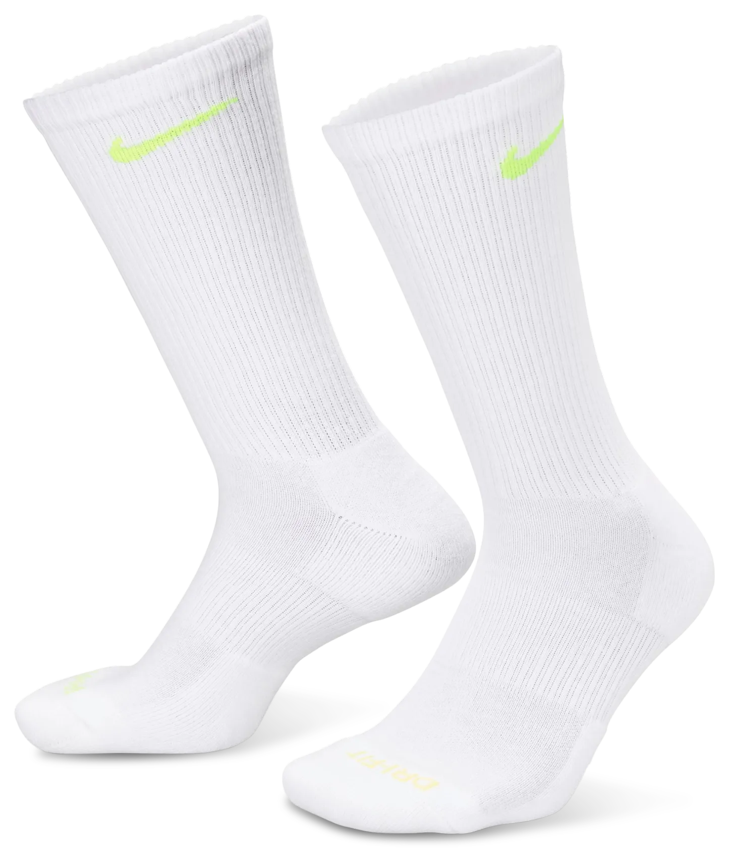 Nike 3 Pack Dri-FIT Plus Crew Socks - Volt/White - Image 1