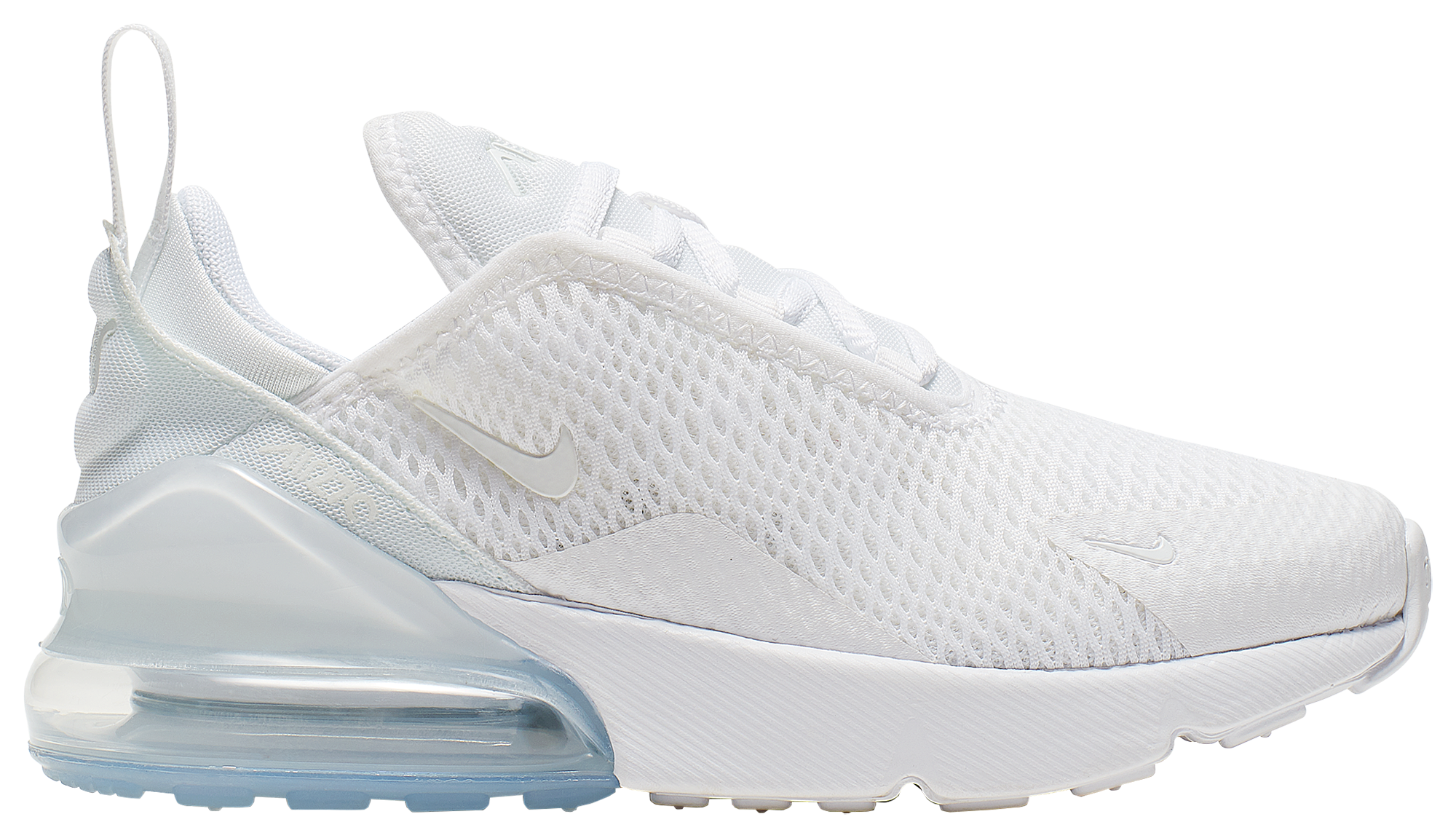 Nike Air Max 270 童款 - White/White/Metallic Silver - Image 1
