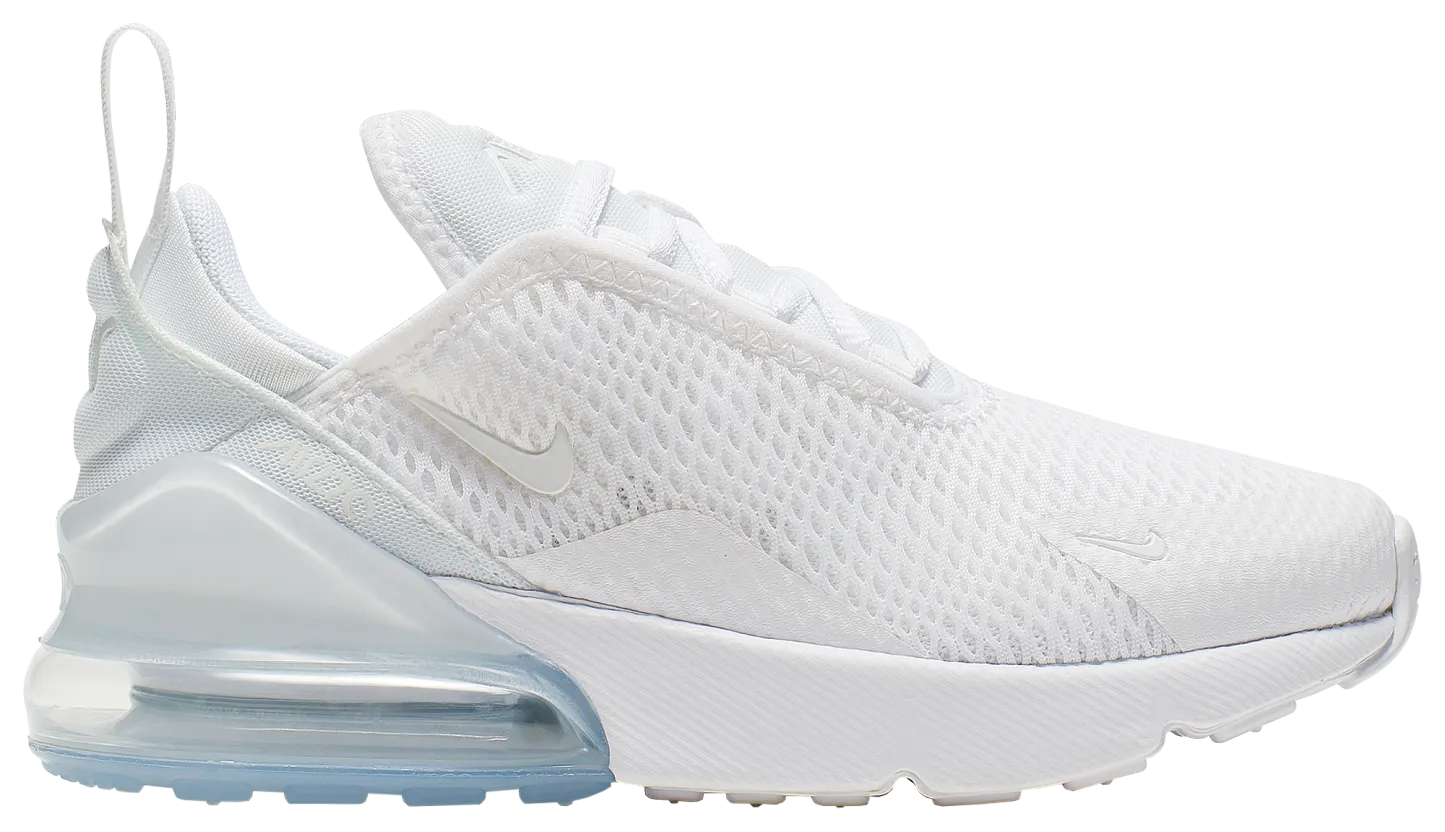 Nike Air Max 270 童款 - White/White/Metallic Silver - Image 1
