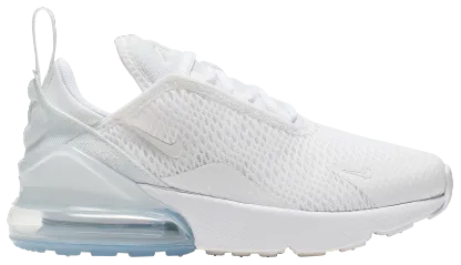 Nike Air Max 270 童款 - White/White/Metallic Silver - Image 1