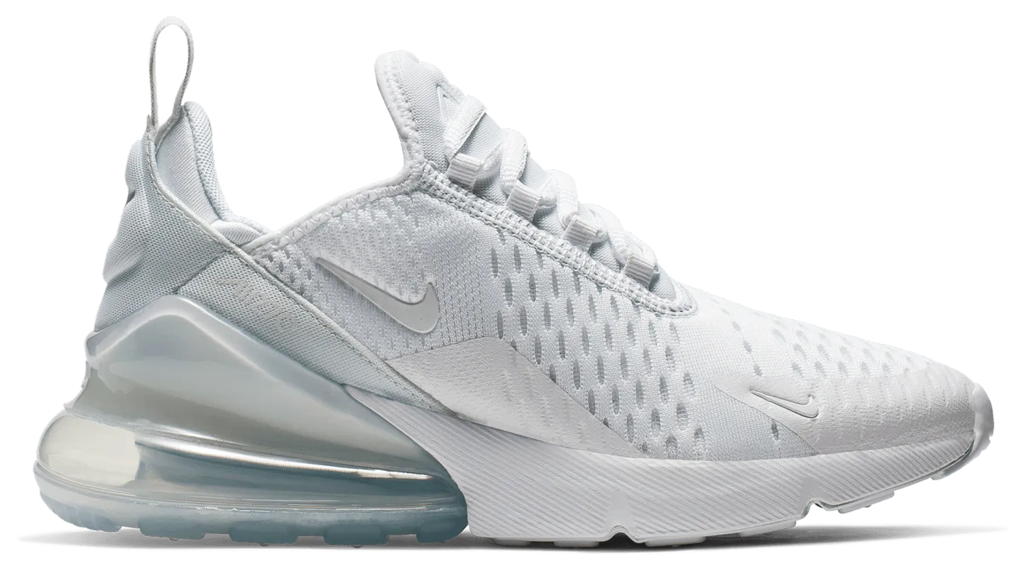 Nike Air Max 270 童款 - White/White/Metallic Silver - Image 1