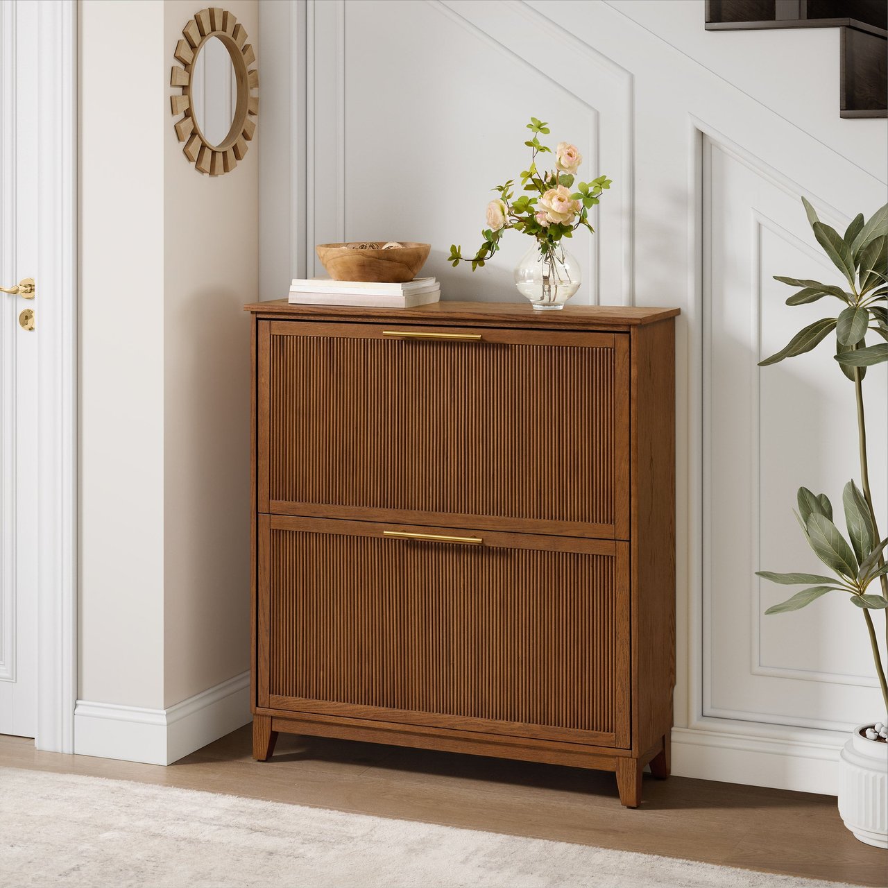 Bayside Furnishings 2-Drawer Shoe Organizer - Brown finish