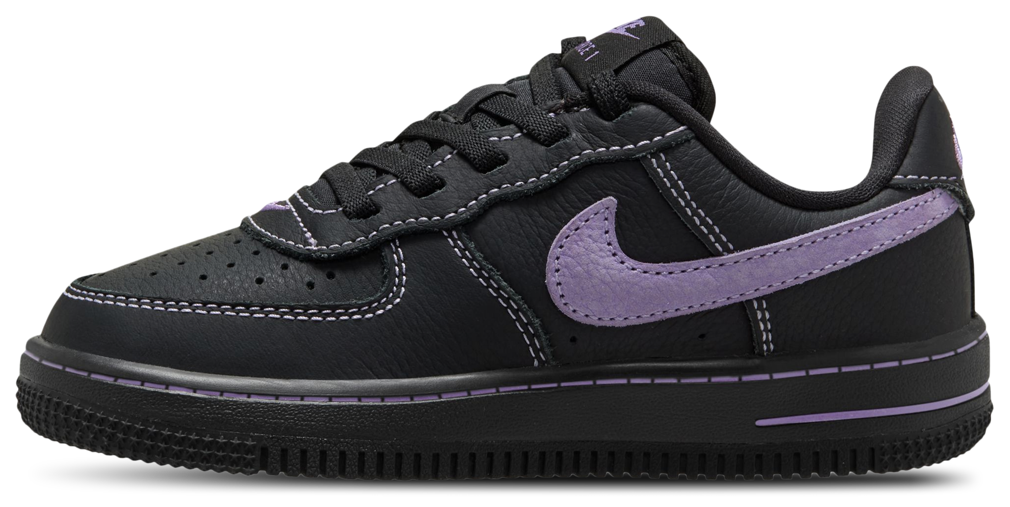 Nike Air Force 1 童款 - Black/Purple - Image 2