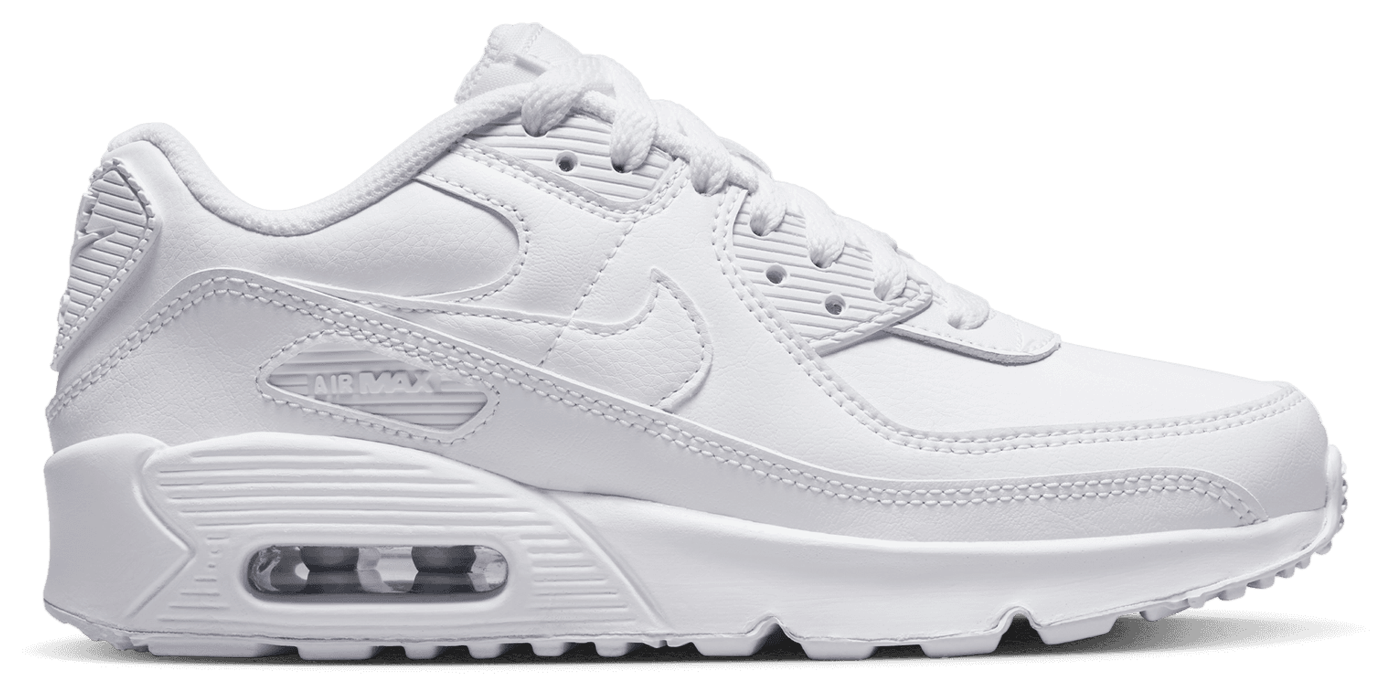 Nike Air Max 90 童款 - White/White/Metallic Silver - Image 1
