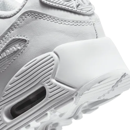 Nike Air Max 90 童款 - White/White/Metallic Silver - Image 7