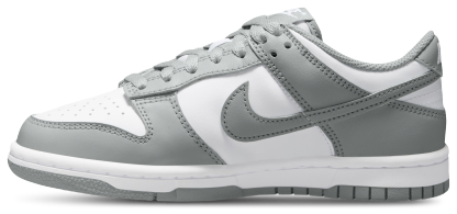 Nike Dunk Low 童款 - White/White/Light Smoke Grey - Image 2