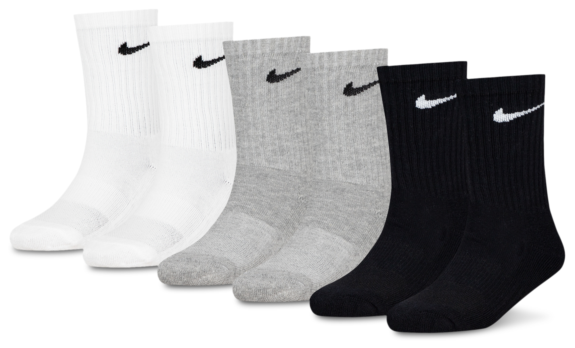 Nike 6 Pack Dri-FIT Performance Basic Crew Socks 童款 - Dark Grey Heather/Black - Image 1