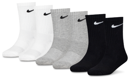 Nike 6 Pack Dri-FIT Performance Basic Crew Socks 童款 - Dark Grey Heather/Black - Image 1